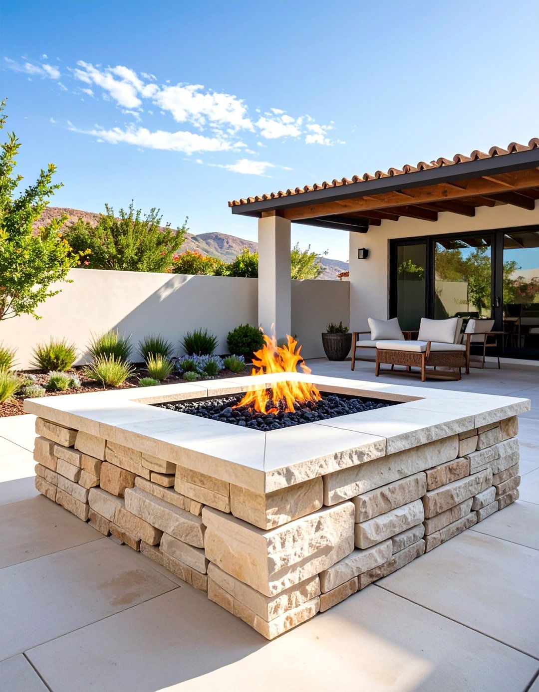 Stacked Limestone Fire Pit - 25 Rock Fire Pit Ideas