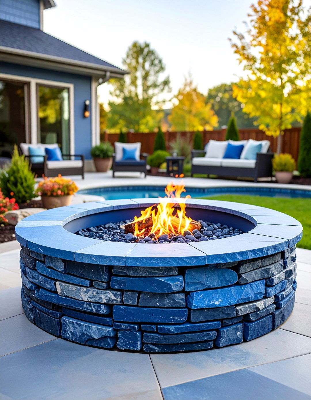 Stacked Slate Fire Pit Design - 25 Rock Fire Pit Ideas