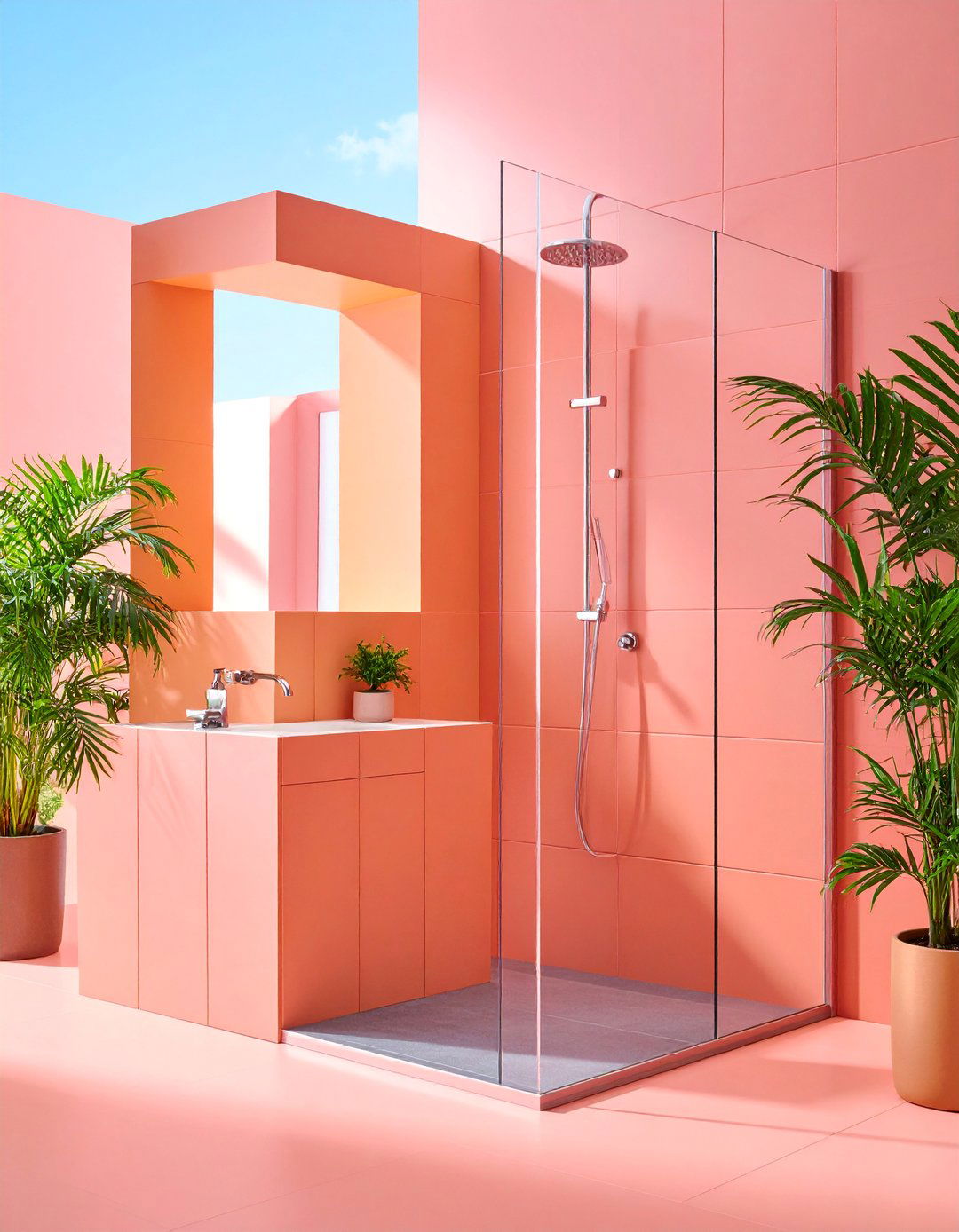 Stacked Square Shower Niche with Geometric Precision - 25 Shower Niche Ideas