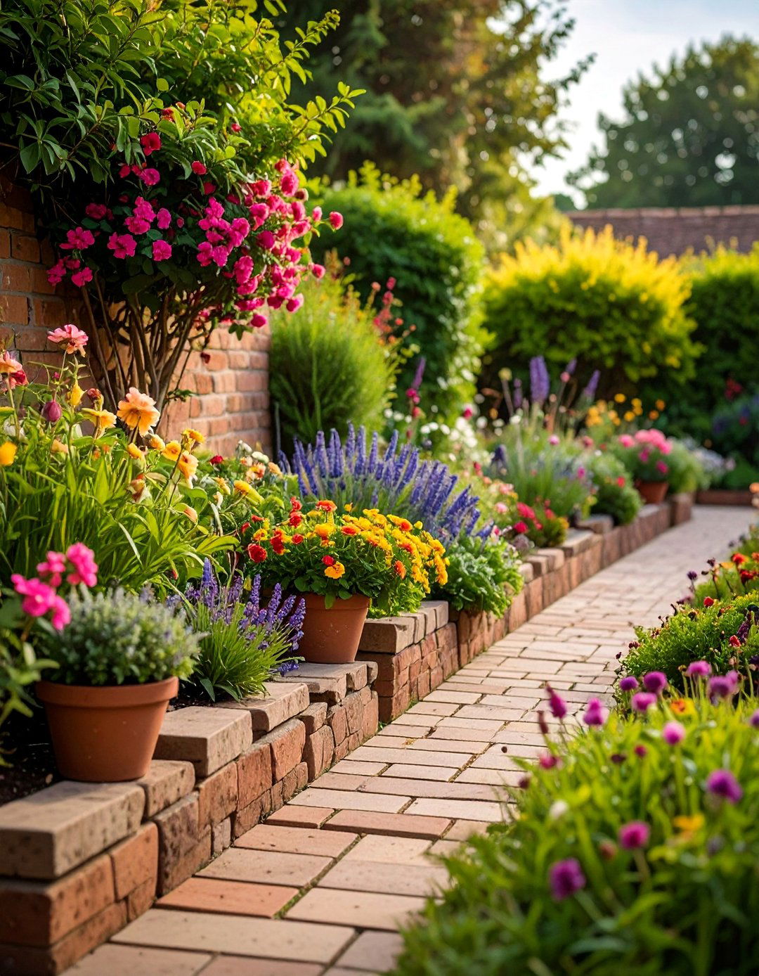 Staggered Random Pattern Brick Edging - 25 Brick Edging Ideas
