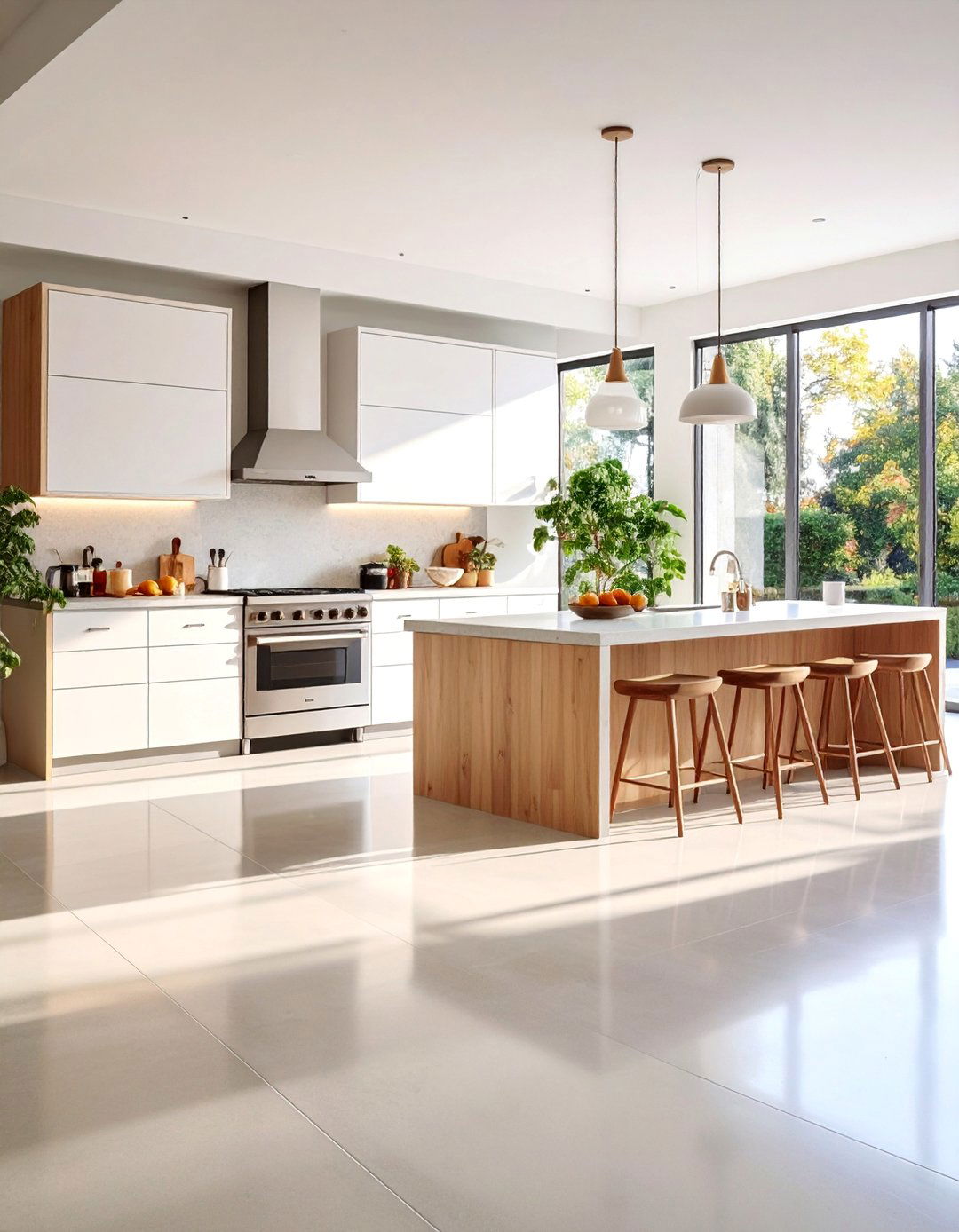 Stained Concrete Kitchen Floor with Modern Minimalism - 25 Kitchen Floor Ideas