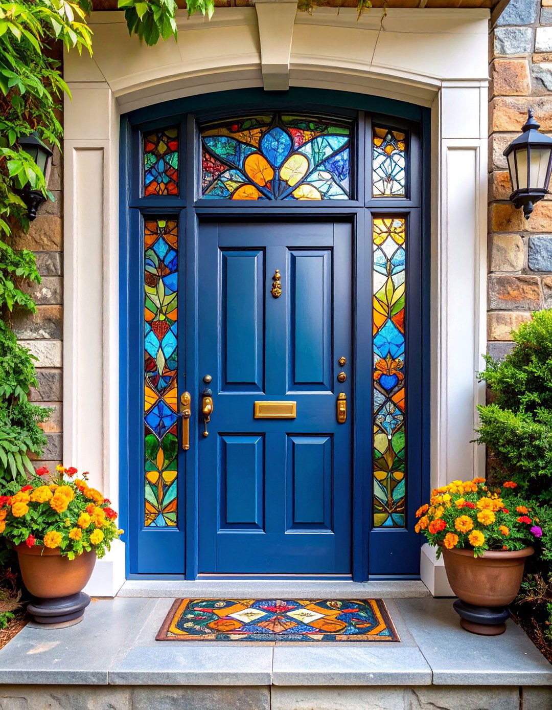 Stained Glass Film Artistic Privacy - 25 Front Door Privacy Ideas