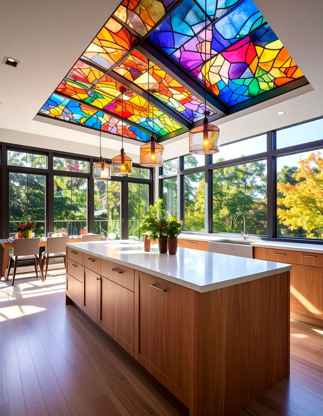 Stained Glass Panel Soffit Art - 25 Kitchen Soffit Ideas