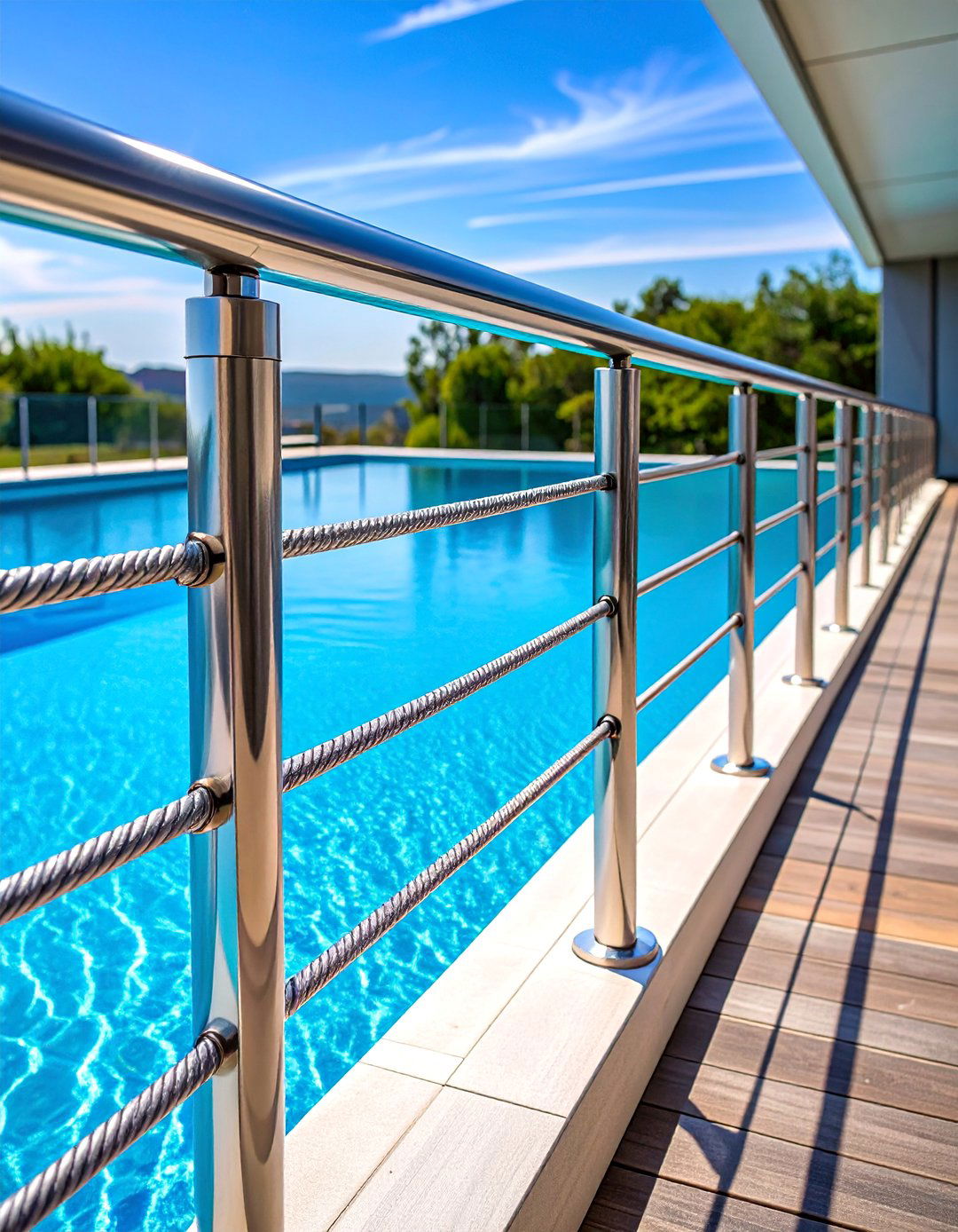 Stainless Steel Cable Railing System - 25 Pool Deck Railing Ideas