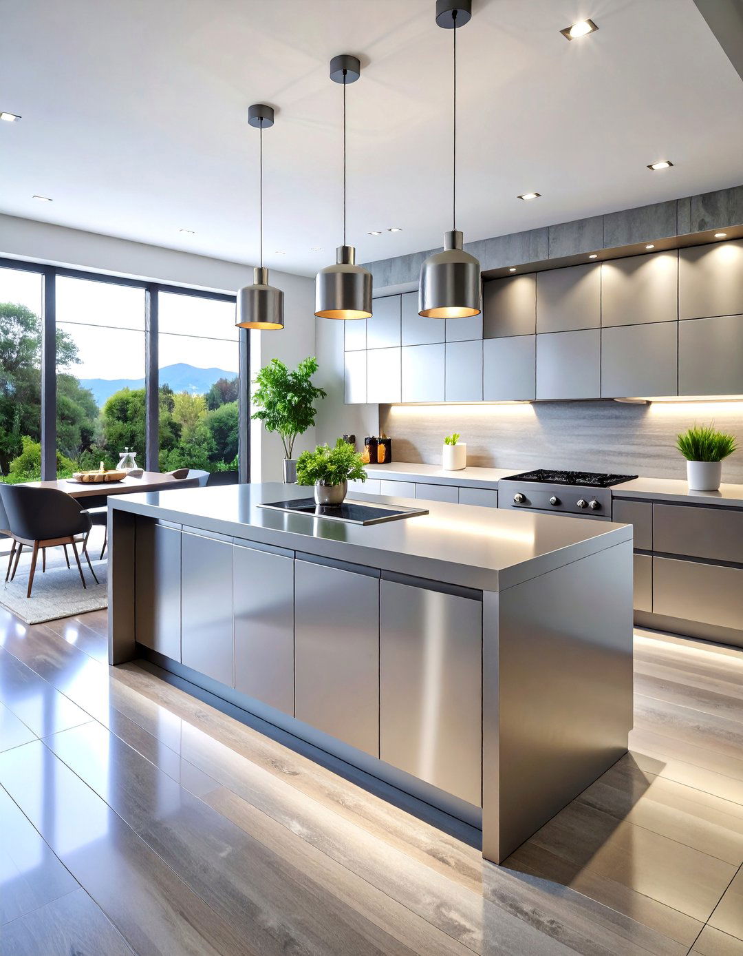 Stainless Steel Kitchen Island Panel with Modern Functionality - 25 Kitchen Island Back Panel Ideas