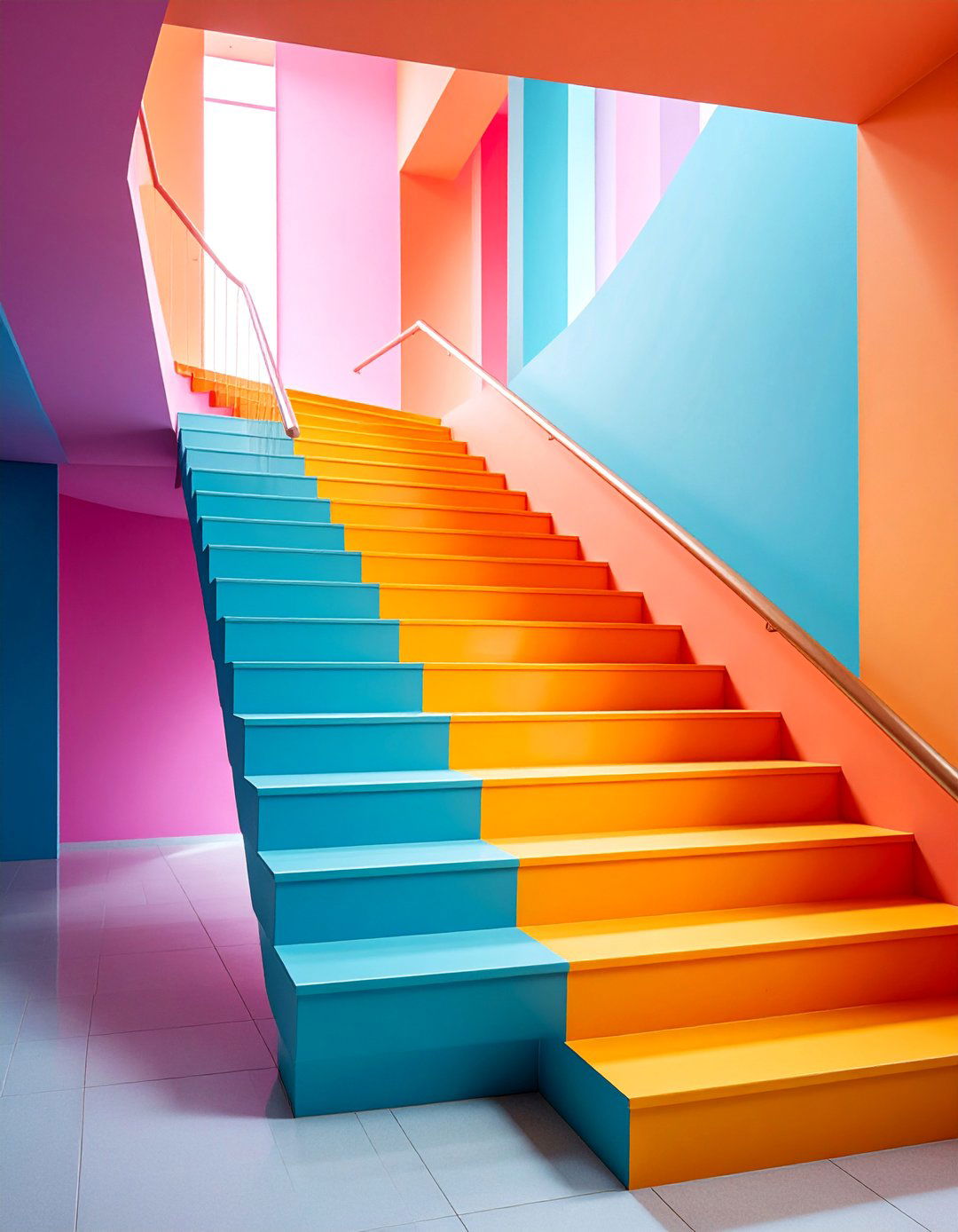 Staircase Linear Progression Layout - 25 Wall Collage Ideas