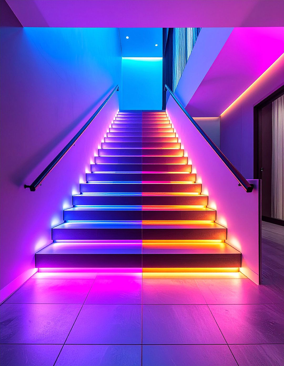 Staircase Safety Lighting with Recessed Step Illumination - 25 Recessed Lighting Ideas