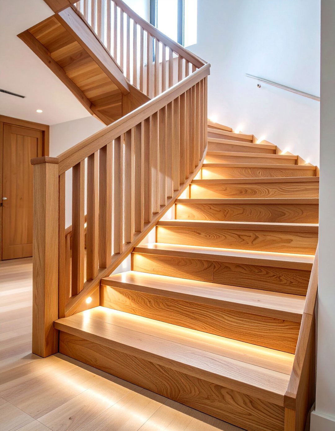 Staircase with Geometric Wood Railings - 25 Prairie-style Interior Design Ideas