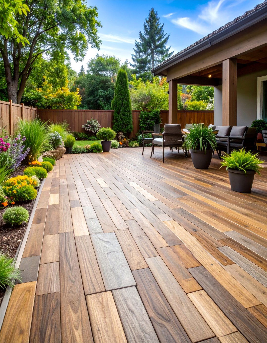 Stamped Ashlar Slate Concrete Deck - 25 Concrete Deck Ideas