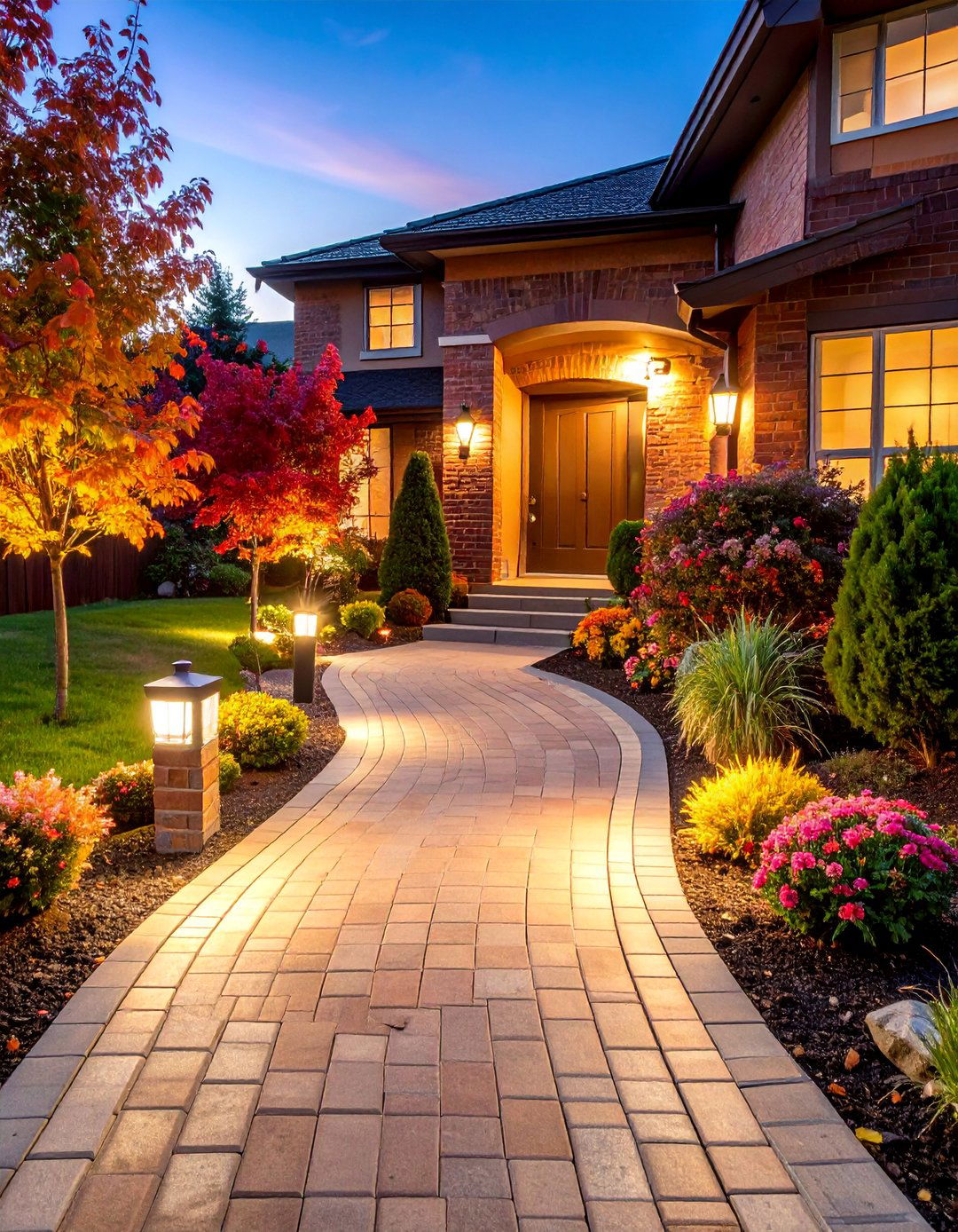 Stamped Brick Pattern Asphalt Walkway - 25 Asphalt Walkway Ideas