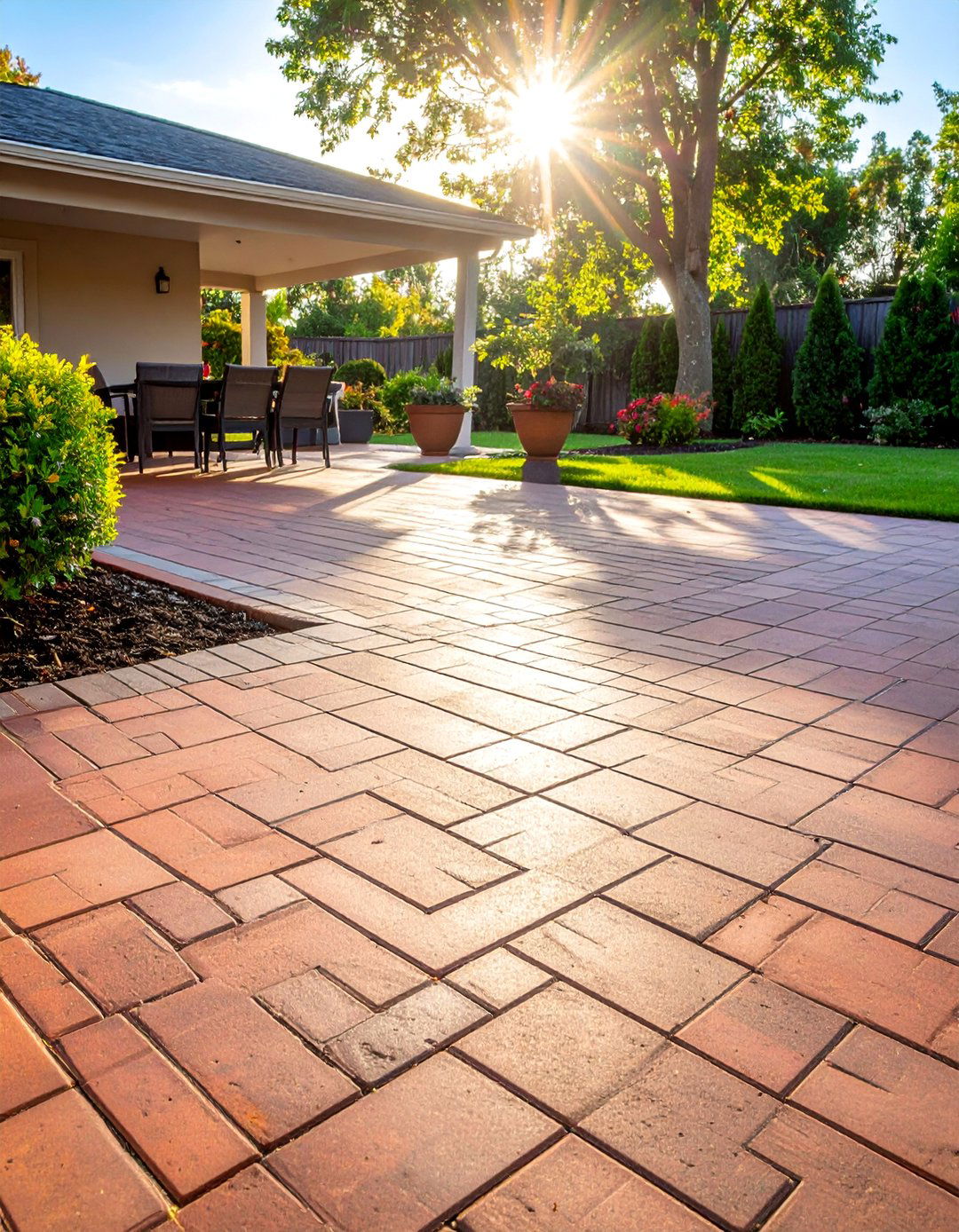 Stamped Brick Pattern Concrete Deck - 25 Concrete Deck Ideas