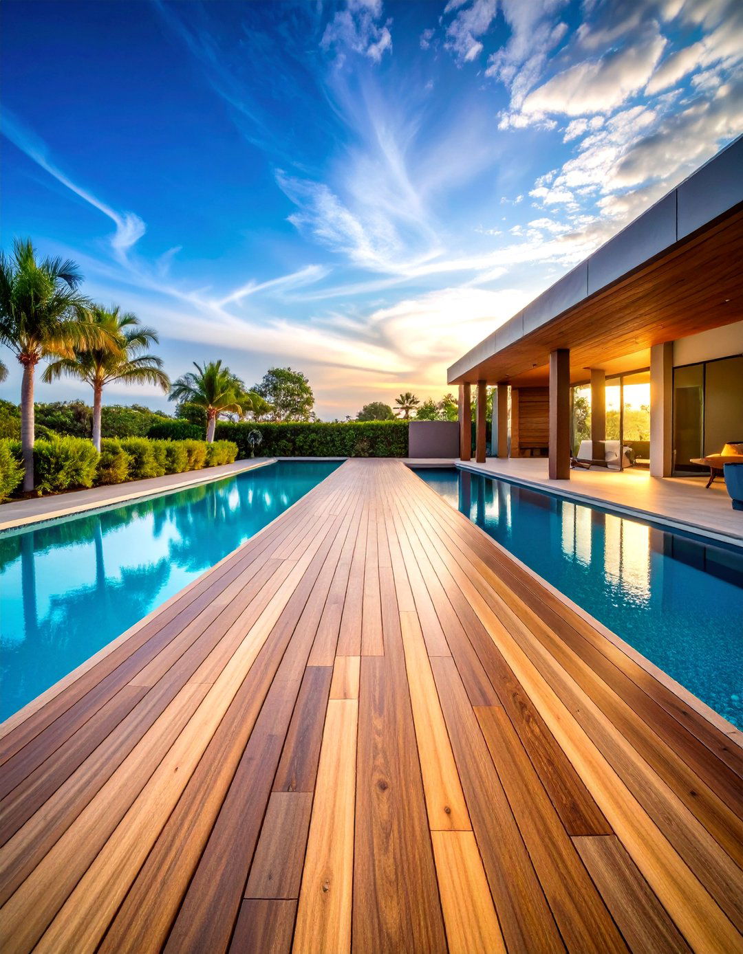 Stamped Concrete Wood Look Pool Walkway - 25 Pool Walkway Ideas