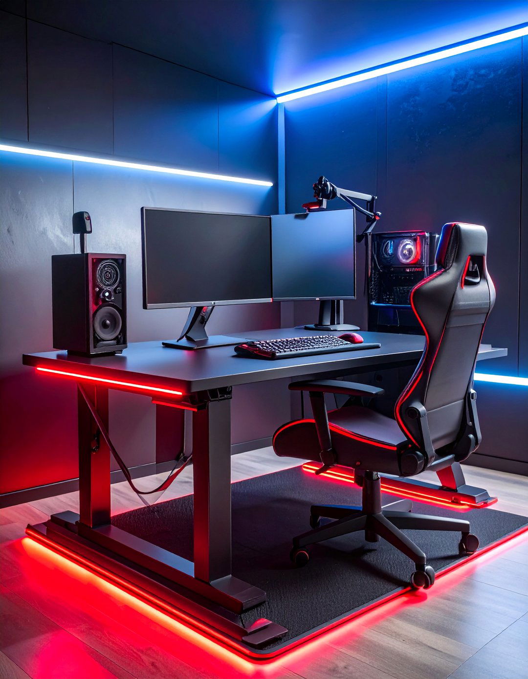 Standing Gaming Desk Configuration - 25 Red and Black Gaming Setup Ideas