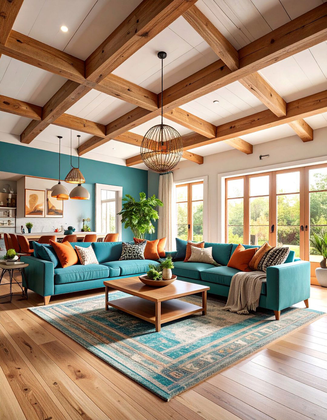Statement Ceiling Family Room with Architectural Interest - 25 Family Room Ideas