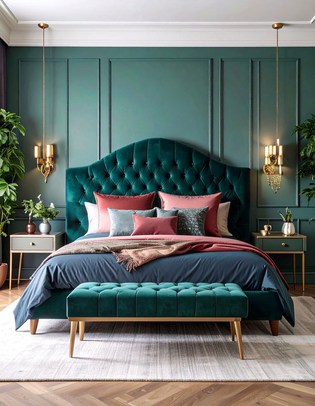 Statement Headboard Bedroom with Dramatic Flair - 25 Room Decorating Ideas