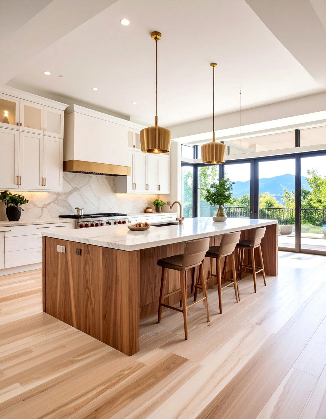 Statement Island Travertine Floor Kitchen - 25 Travertine Floor Kitchen Ideas