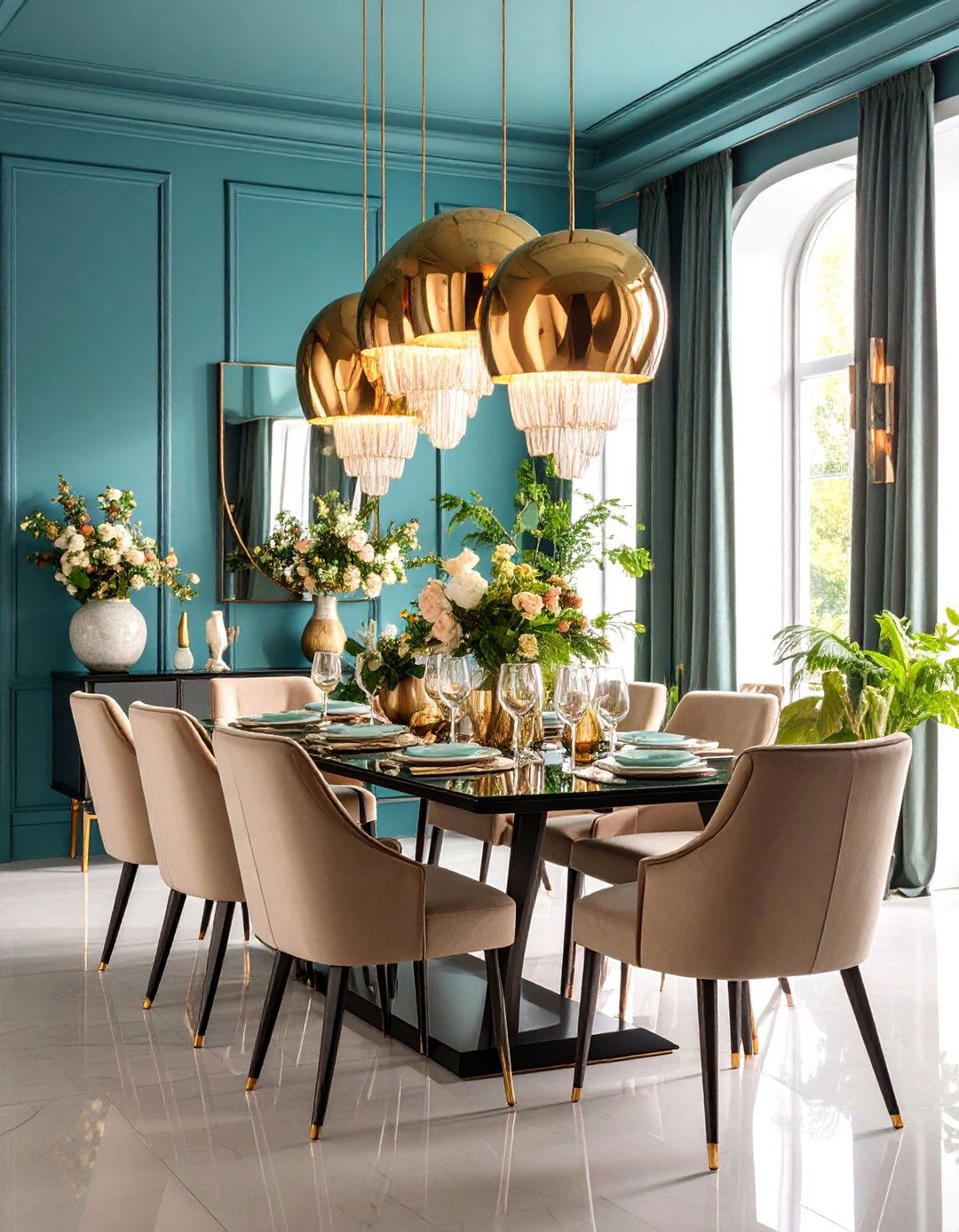 Statement Lighting Dining Room with Dramatic Fixtures - 25 Room Decorating Ideas