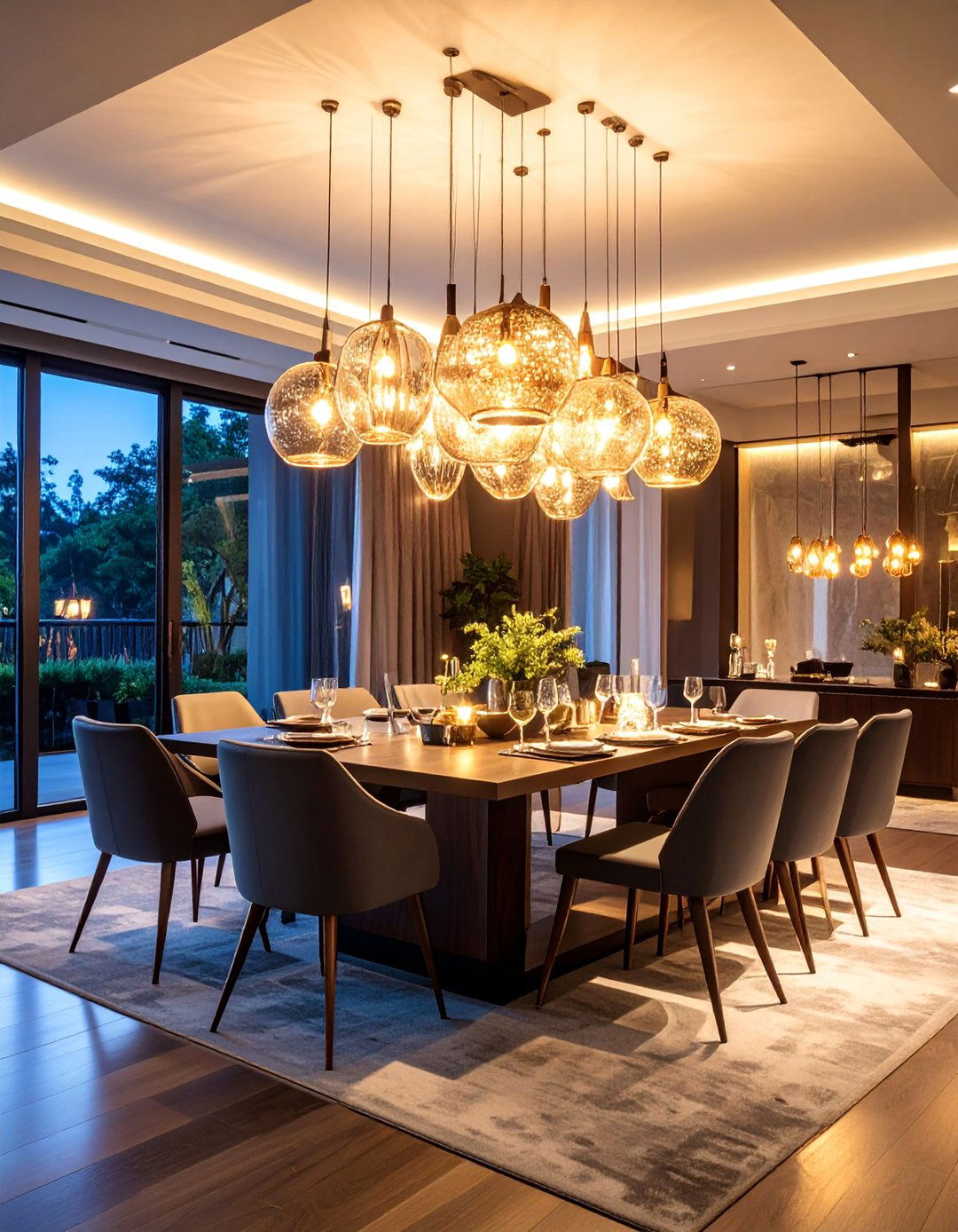 Statement Lighting Dining Room with Sculptural Fixtures - 25 Modern Dining Room Ideas