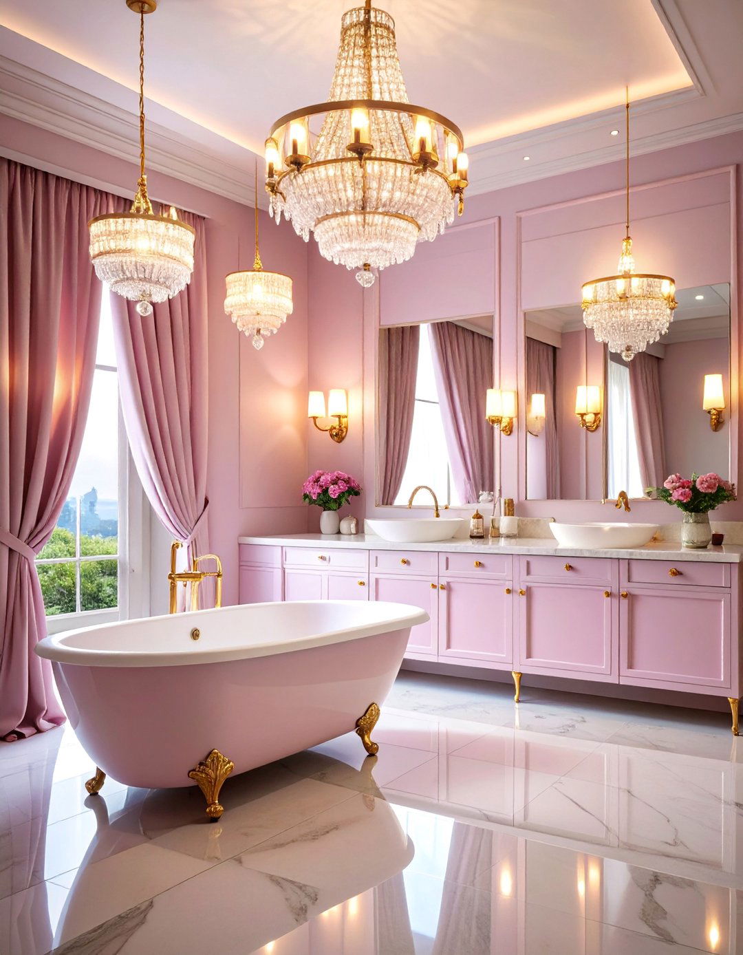 Statement Lighting Half Bathroom with Dramatic Illumination - 25 Half Bathroom Ideas
