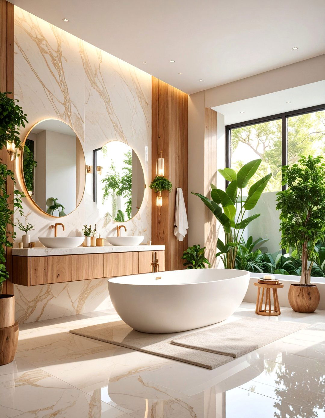 Statement Wall Travertine Bathroom with Dramatic Focal Points - 25 Travertine Tile Bathroom Ideas