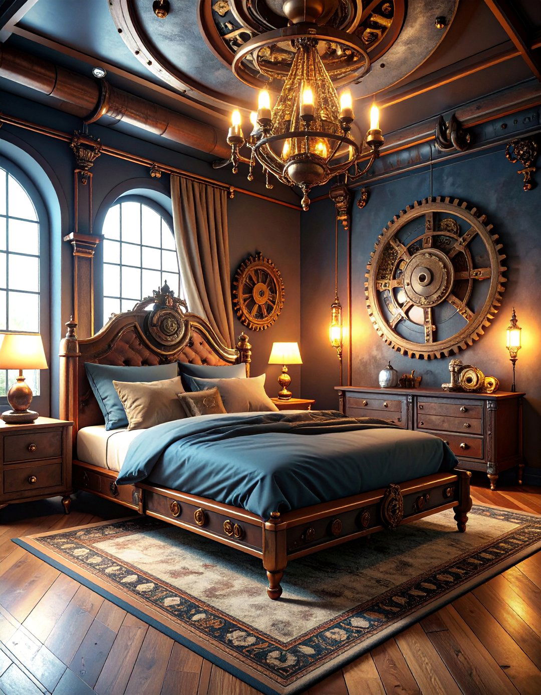 Steampunk Gothic Bedroom with Vintage Machinery - 25 Gothic Bedroom Ideas