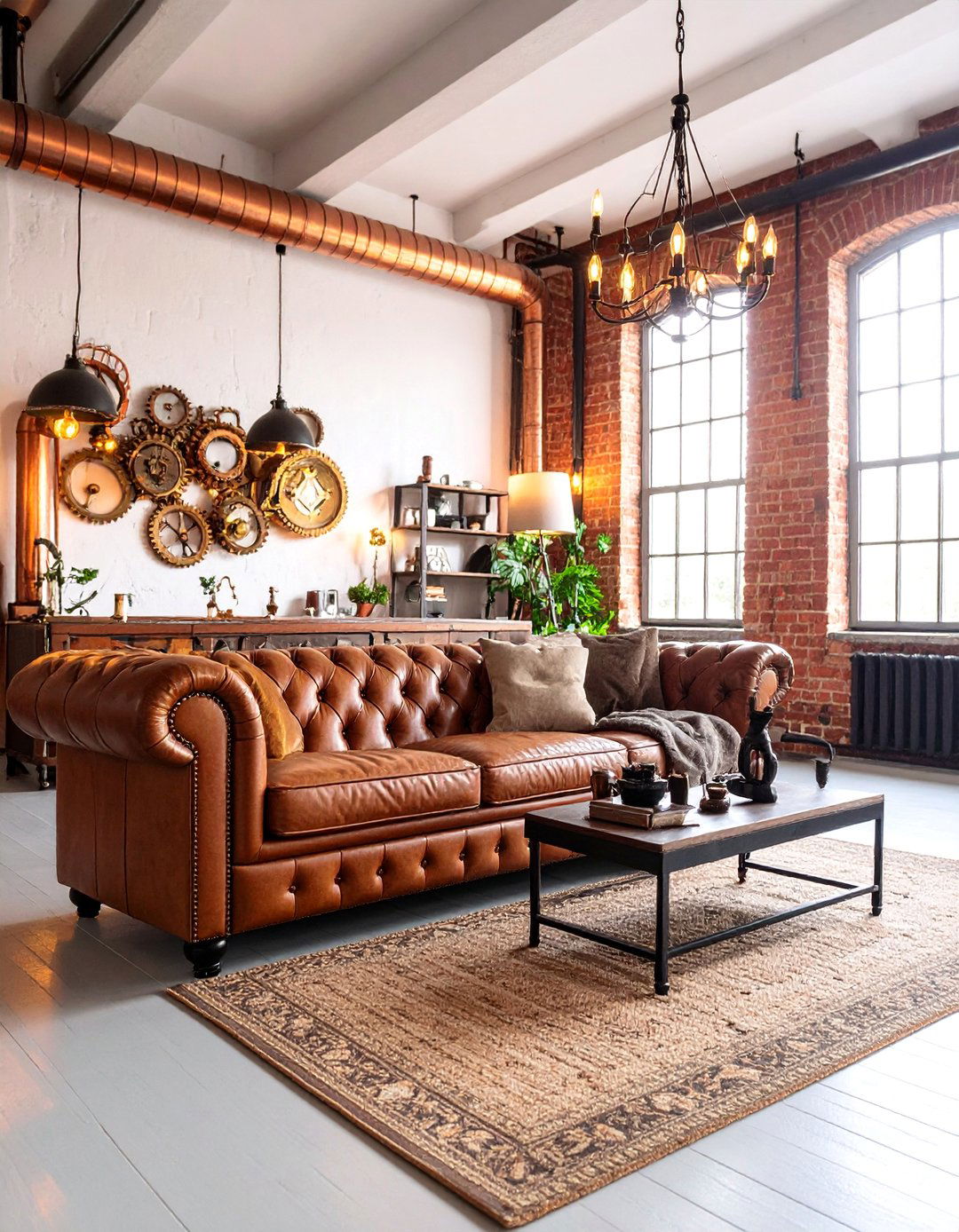 Steampunk Gothic Living Room with Industrial Accents - 25 Gothic Living Room Ideas