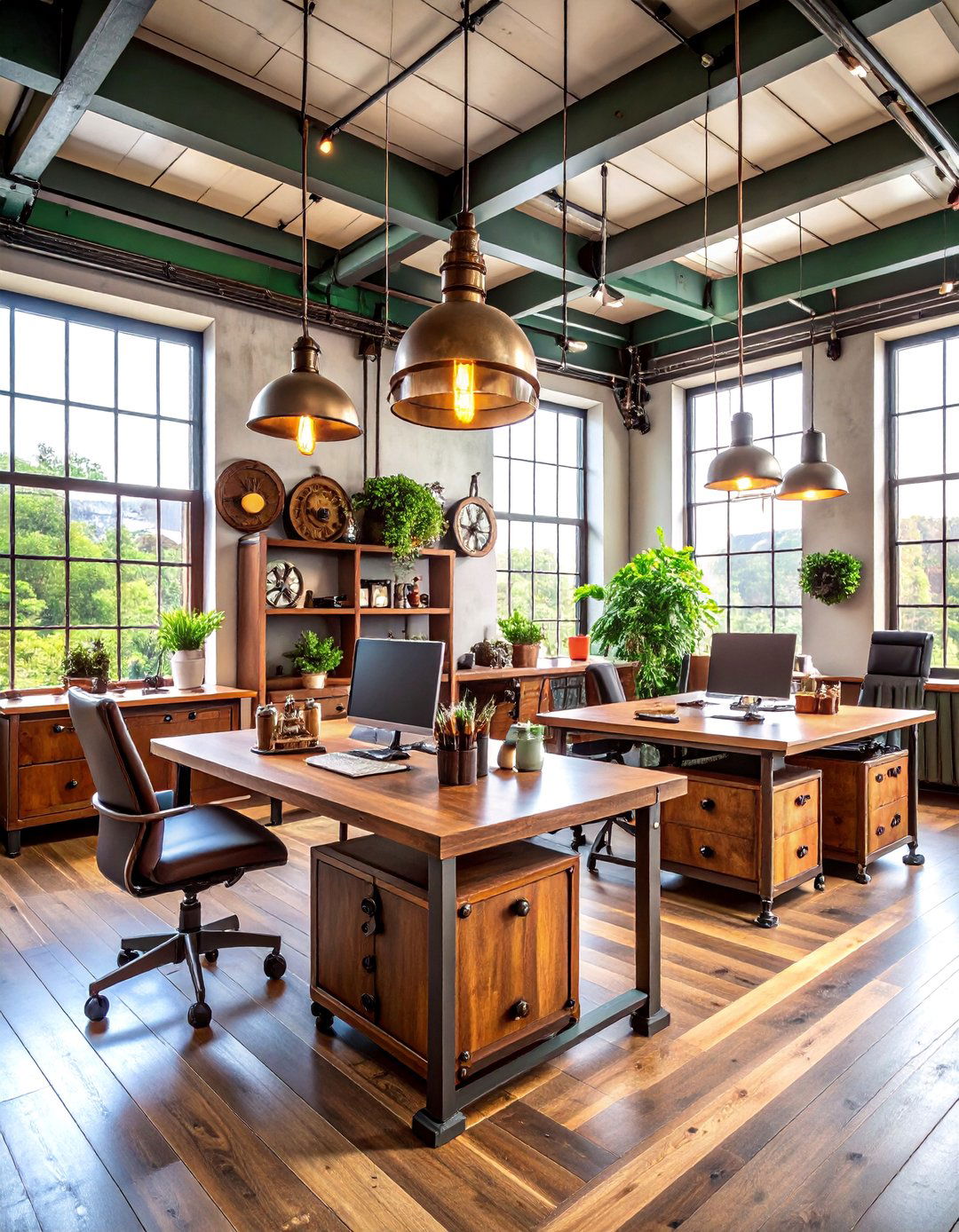 Steampunk Industrial Office with Brass and Copper Details - 25 Home Office for Couples Ideas and Designs