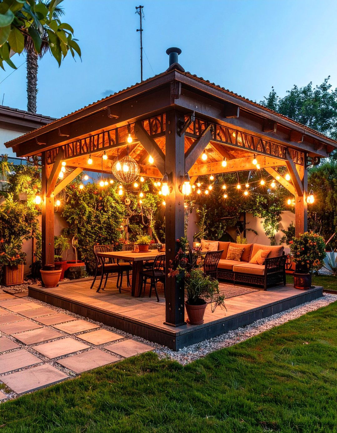 Steampunk Industrial Patio Gazebo with Metal Accents - 25 patio with a gazebo ideas