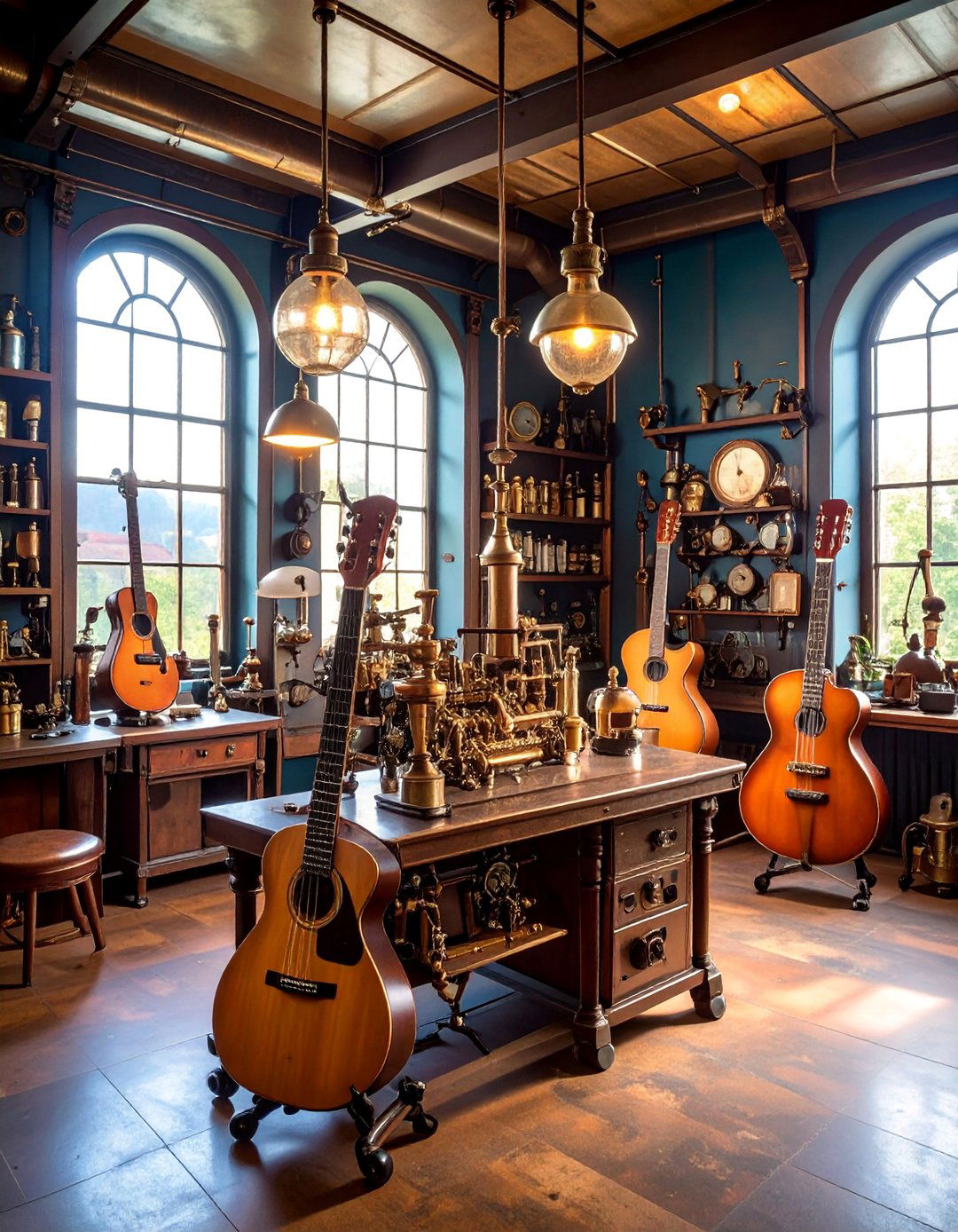 Steampunk Inventor Guitar Laboratory - 25 Guitar Room Ideas
