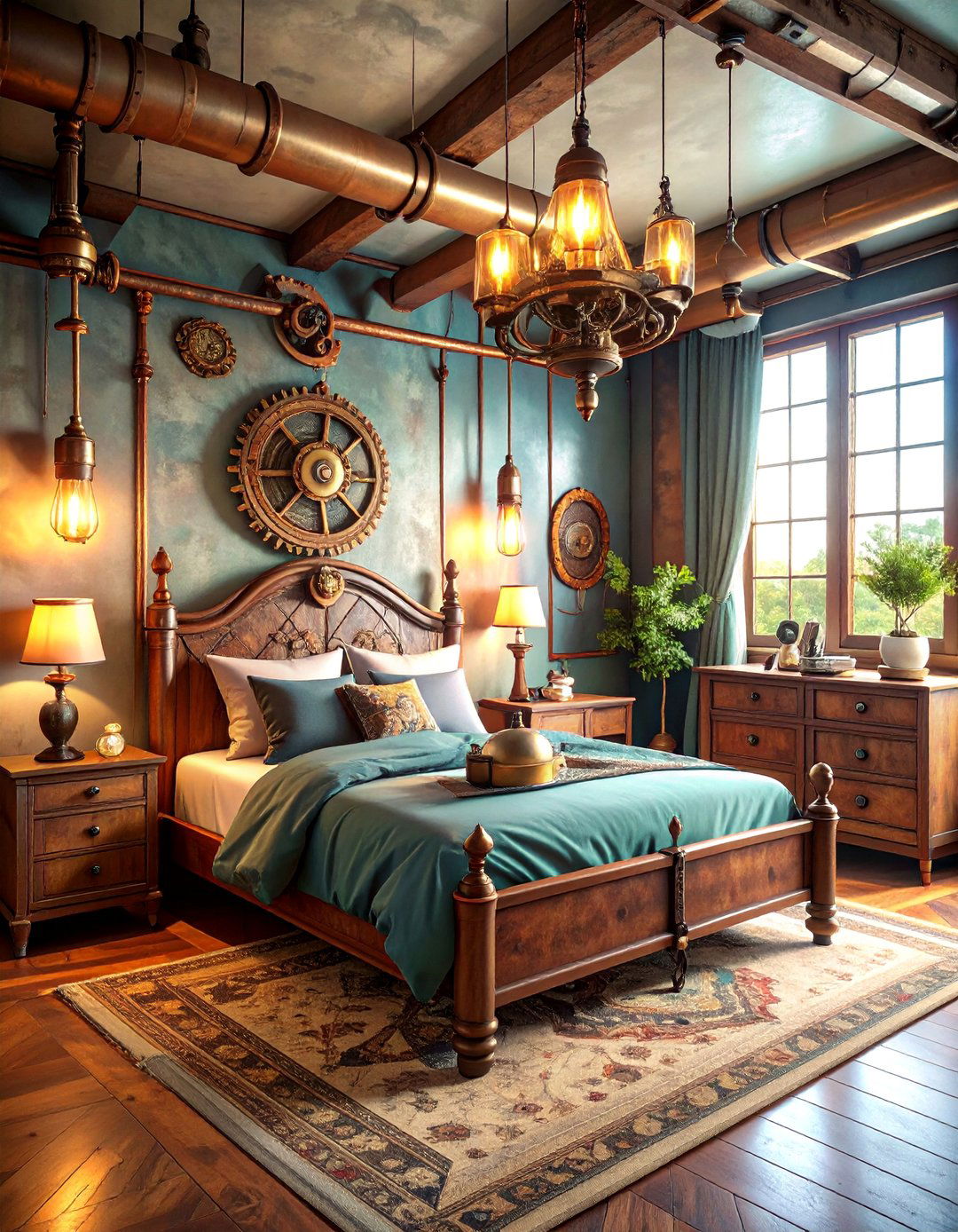 Steampunk Inventors Bedroom with Mechanical Elements - 25 Fantasy Bedroom Ideas