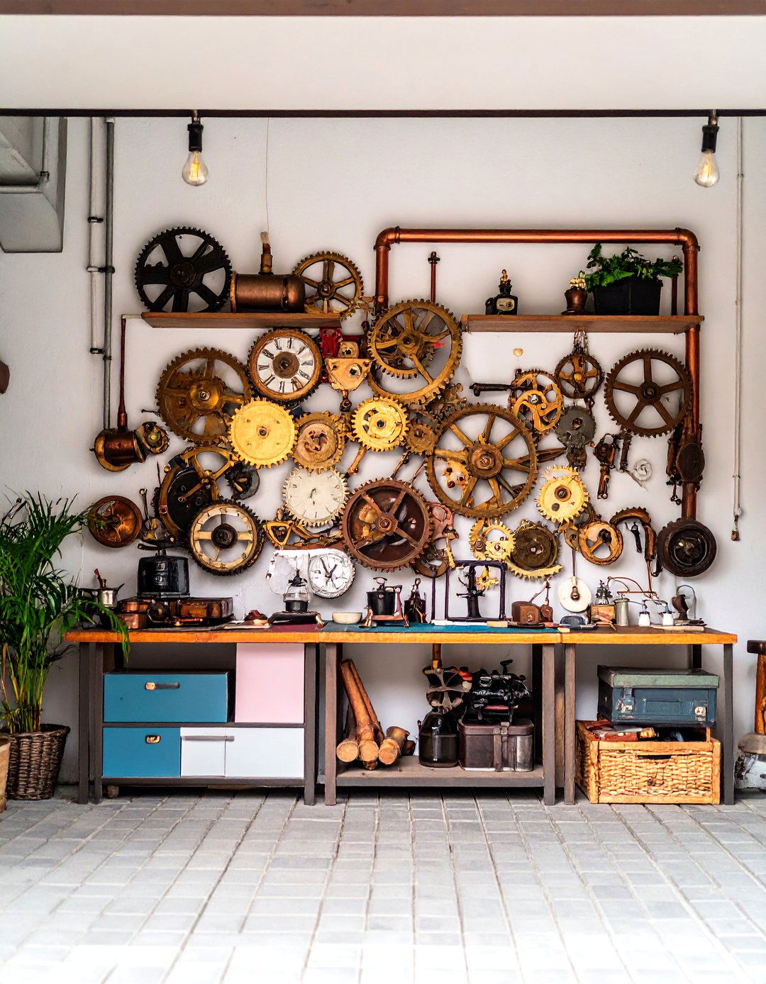 Steampunk Mechanical Workshop Garage Door Mural - 25 Garage Door Murals