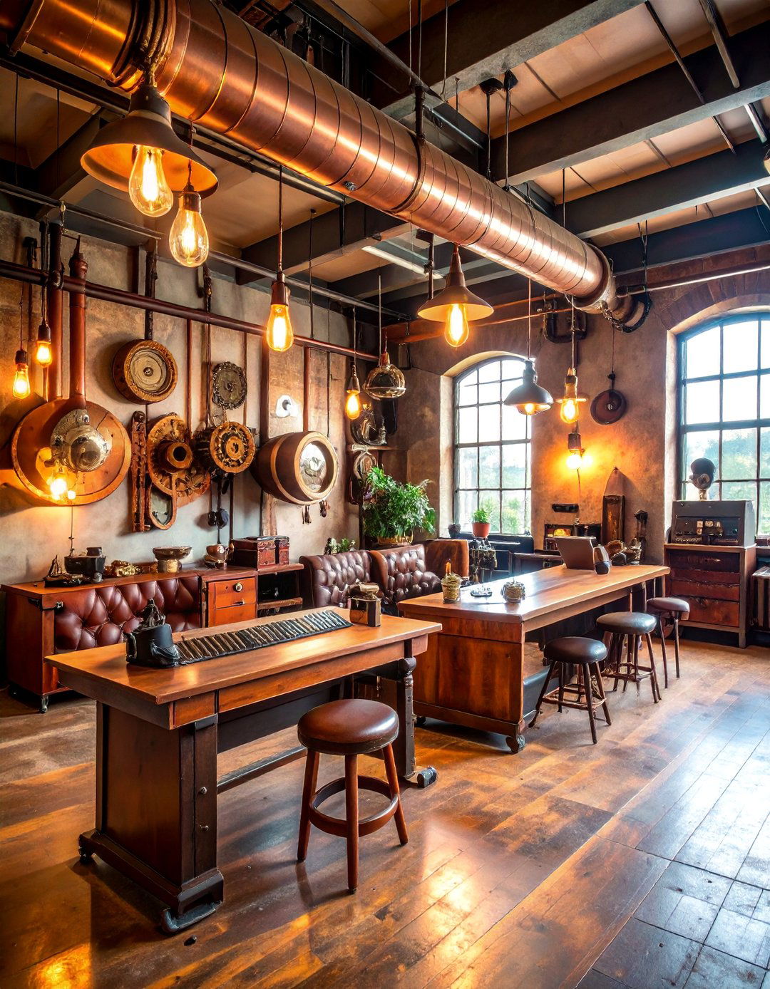 Steampunk Music Workshop with Industrial Vintage Elements - 25 Music Room Ideas