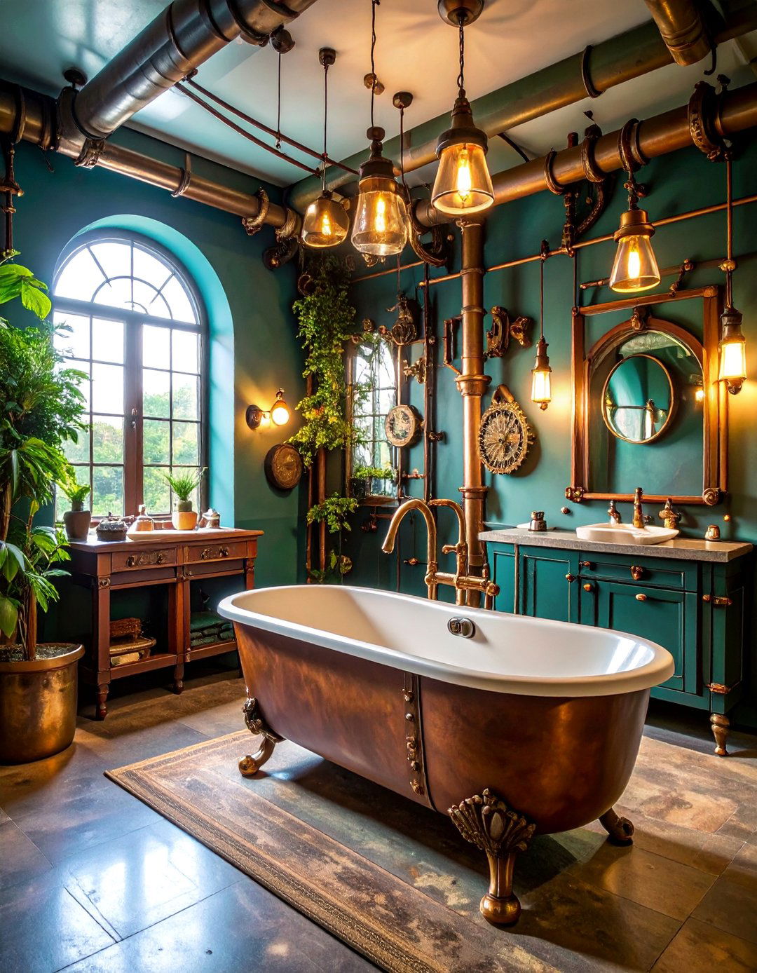 Steampunk Restaurant Bathroom with Vintage Industrial - 25 Restaurant Bathroom Ideas