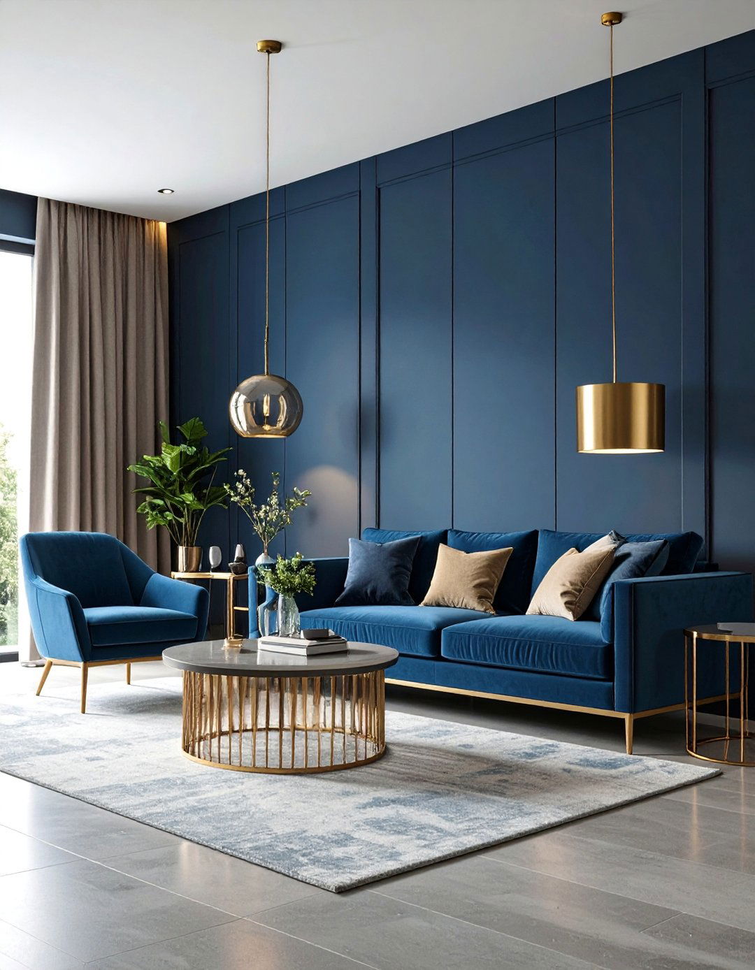 Steel Blue Modern Living Room with Clean Lines - 25 Blue Living Room Ideas