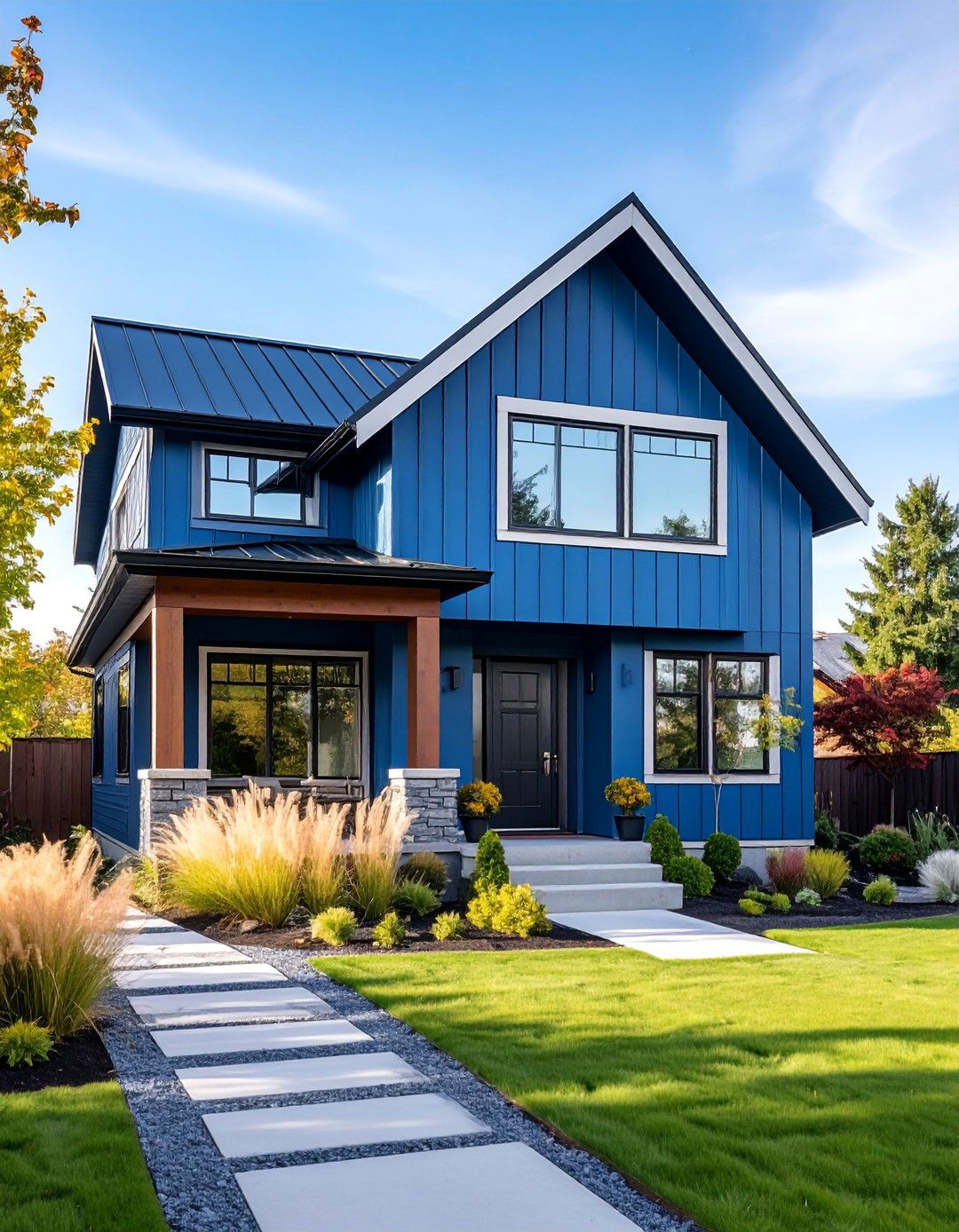Steel Blue with Silver Trim - 25 Exterior Color Palettes for Small Homes