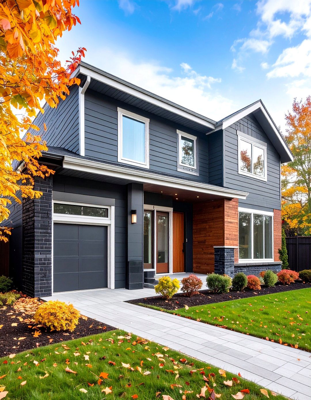 Steel Gray Vinyl with Black Brick Urban Modern - 25 Vinyl Siding and Brick Combinations