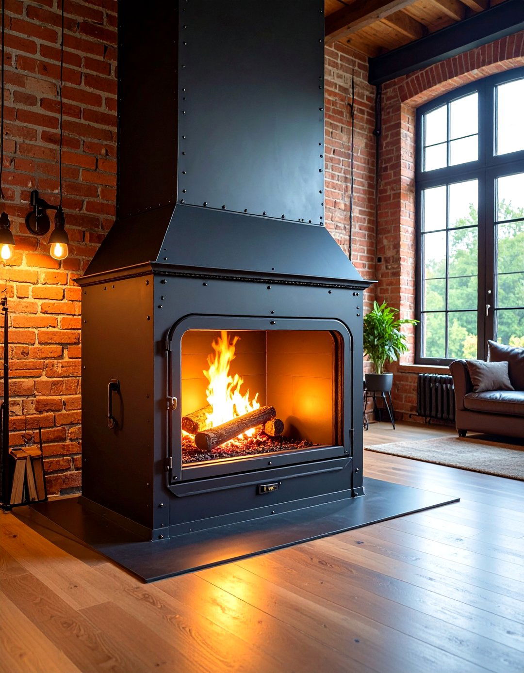 Steel Plate Industrial Hearth - 25 Fireplace Hearth Ideas