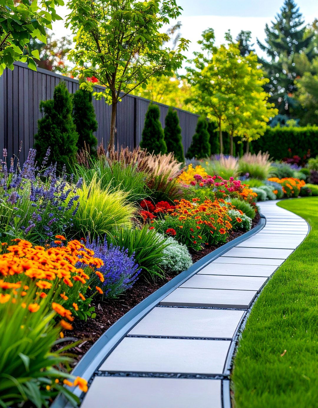 Steel Strip Edging with Clean Lines - 25 Modern Garden Edging Ideas