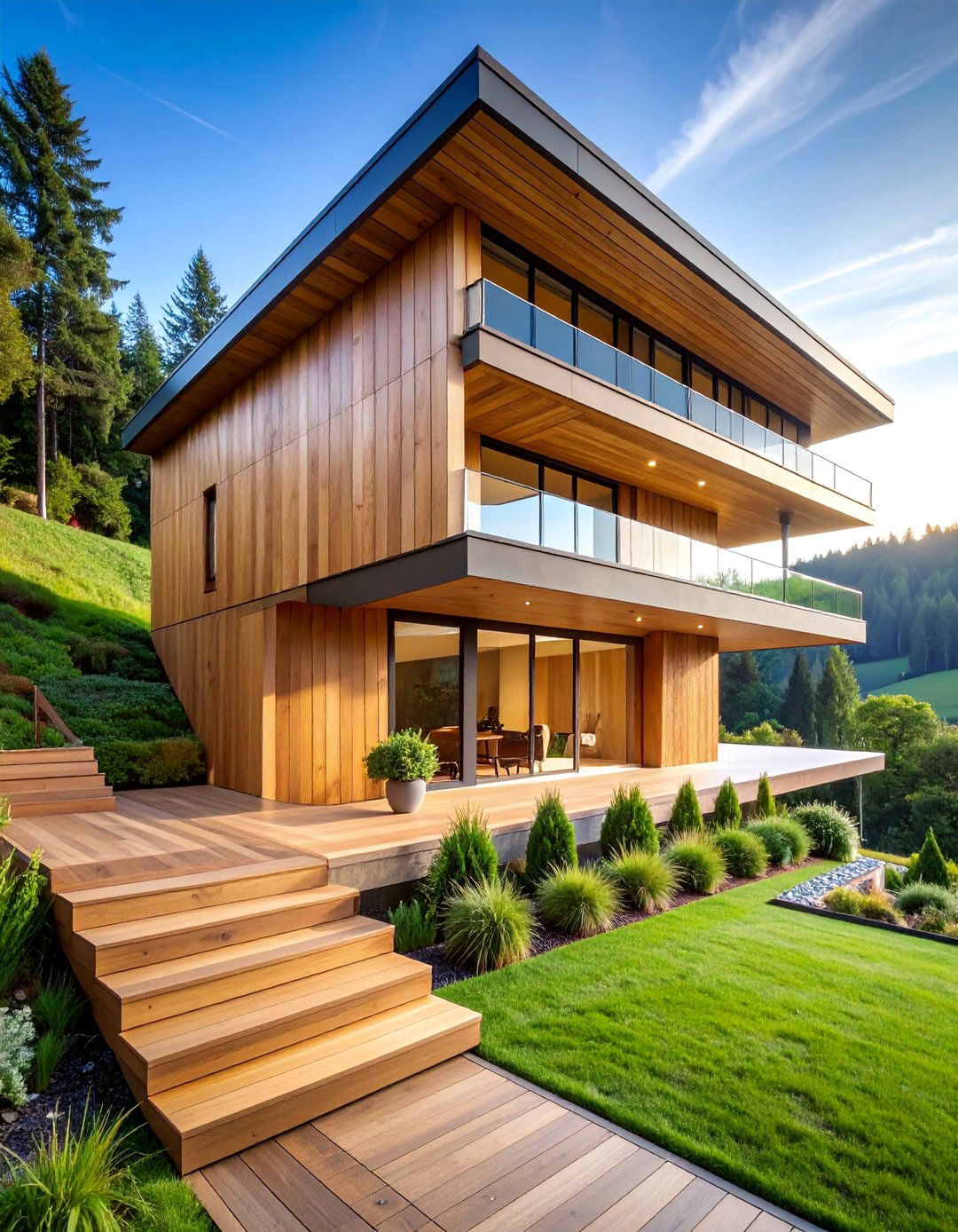 Stepped Height Timber Wall - 25 Wood Retaining Wall Ideas