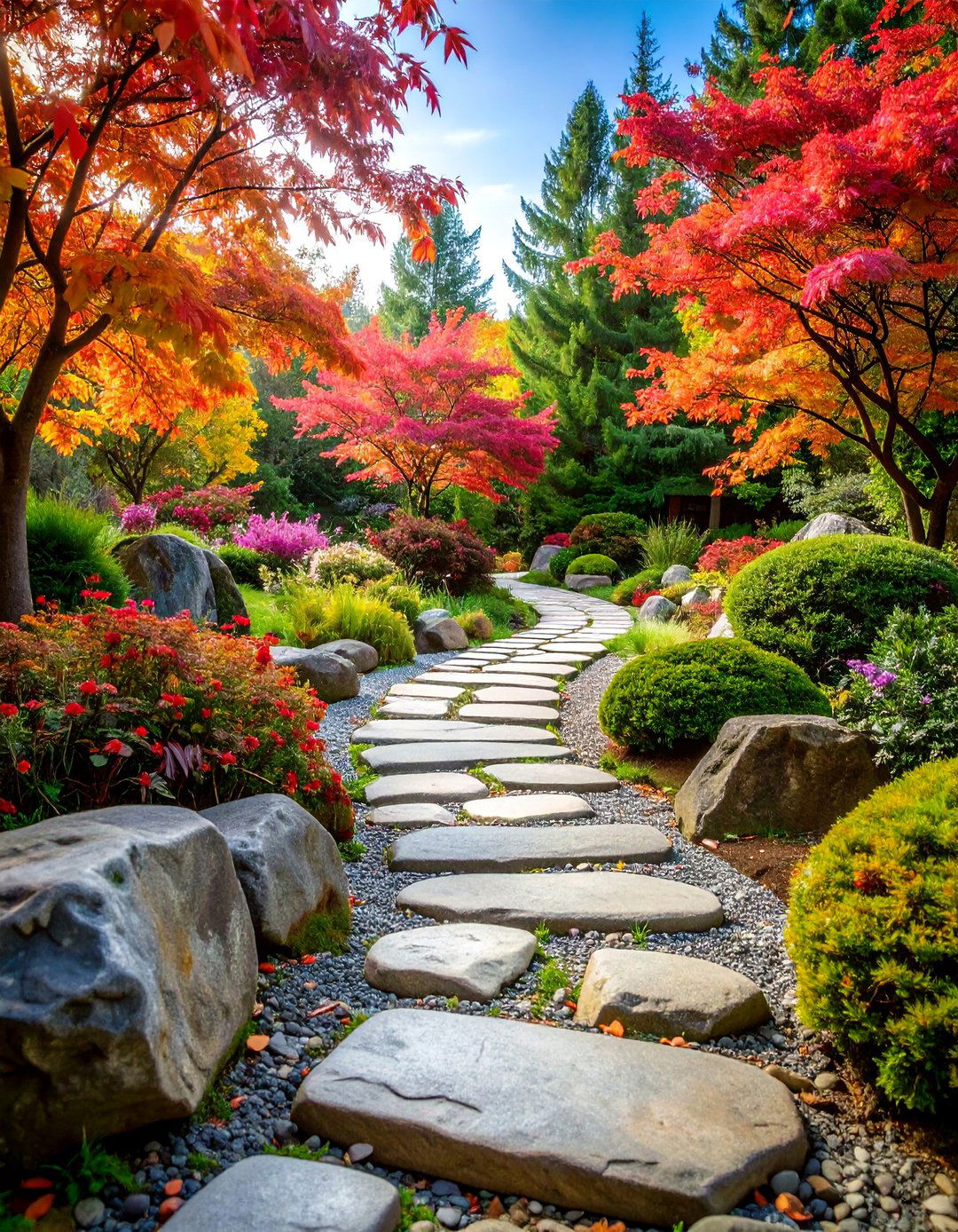 Stepping Stone Path Through Rock Garden - 25 Hardscape Ideas