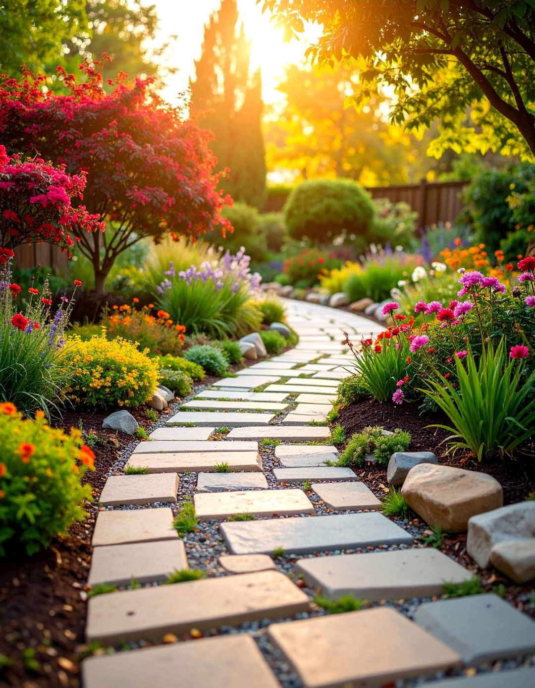 Stepping Stone Pathway Garden Walk - 25 Cheap Backyard Makeover Ideas