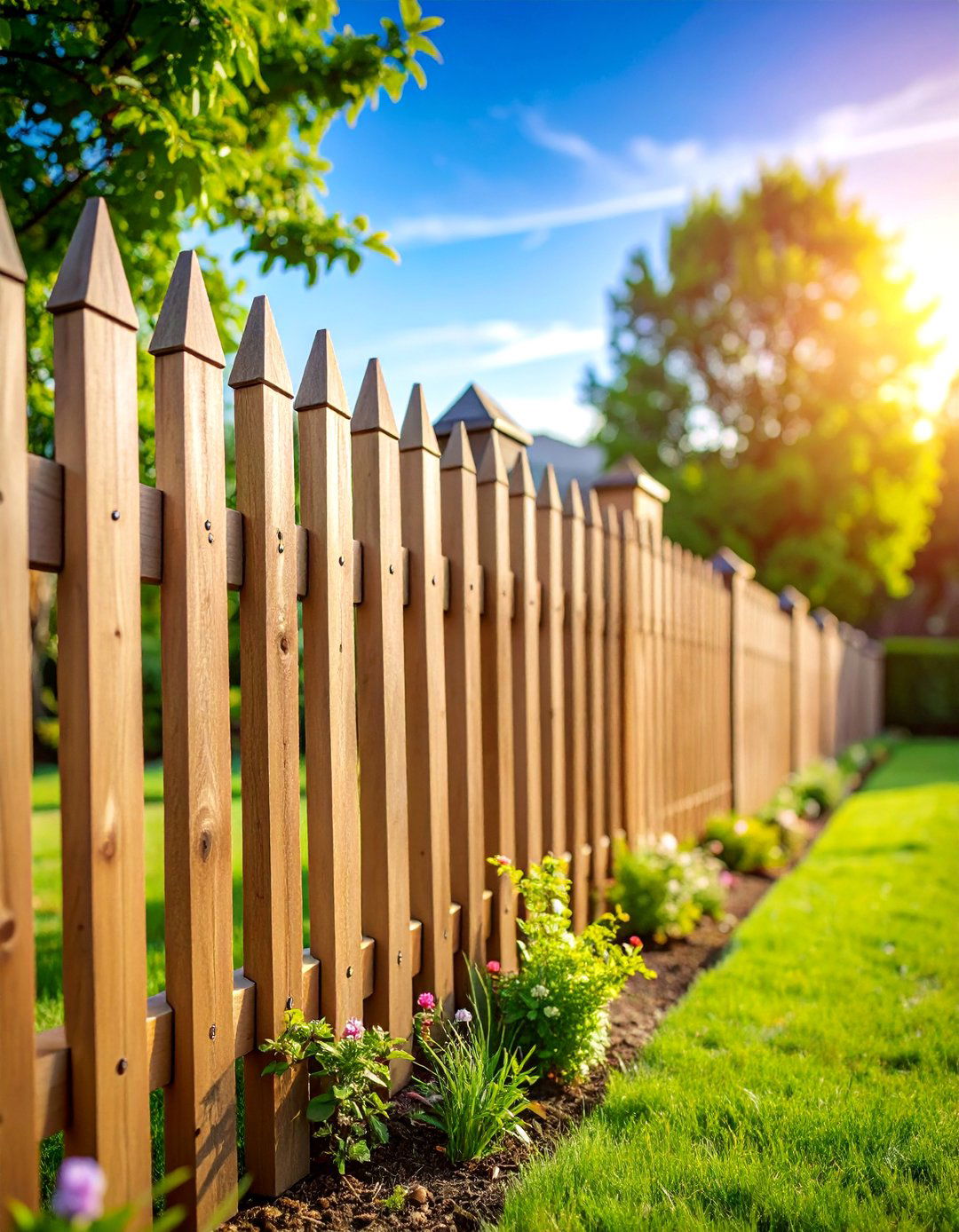 Stockade Privacy Fence with Pointed Pickets - 25 Types of Fences