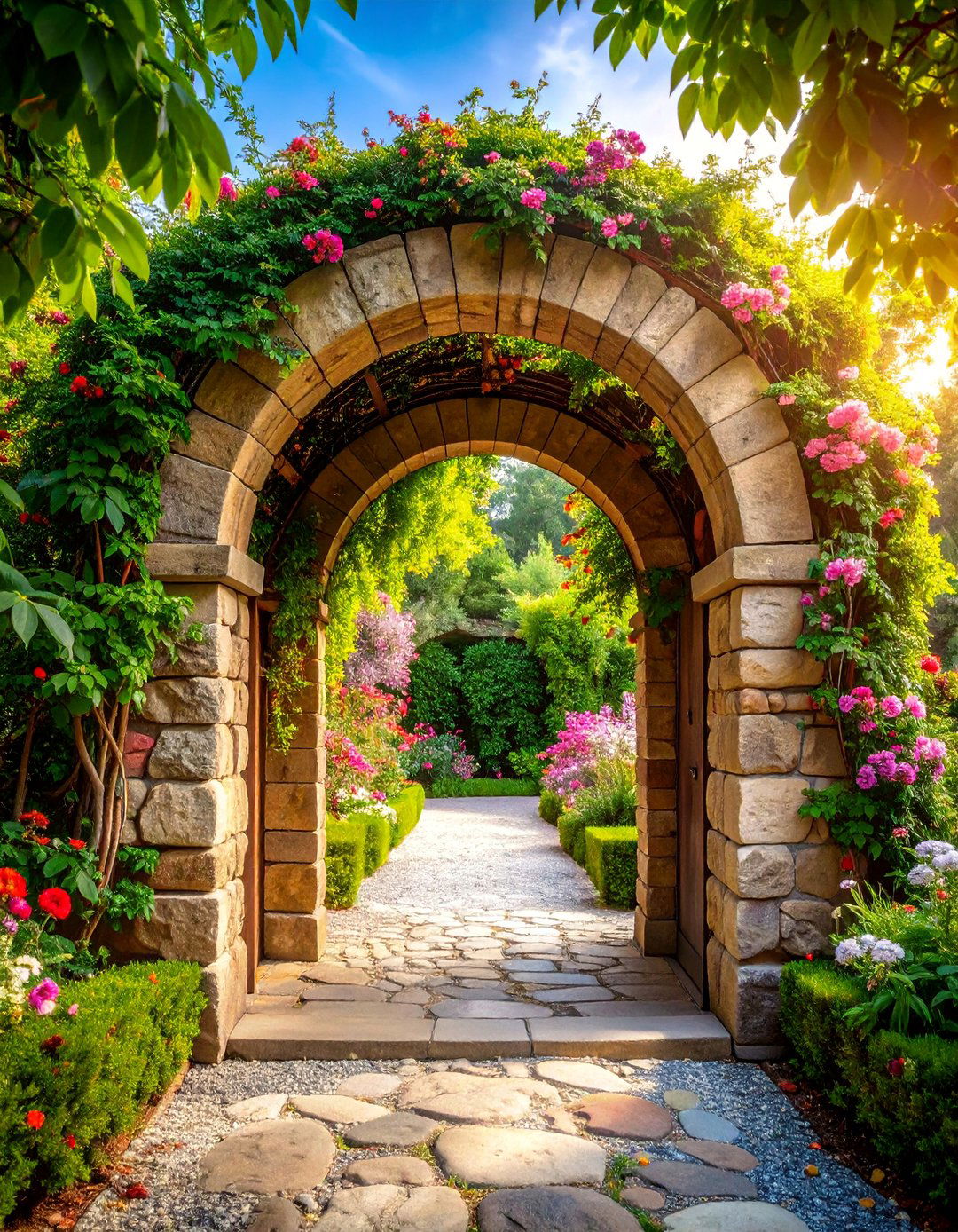 Stone Archway Garden Entrance - 25 Hardscape Ideas