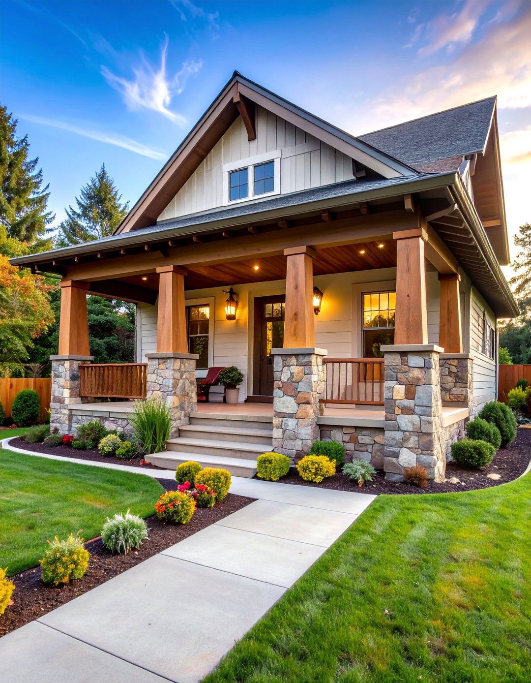 Stone Column Base Craftsman with Tapered Posts - 25 Craftsman Style House Exterior Ideas