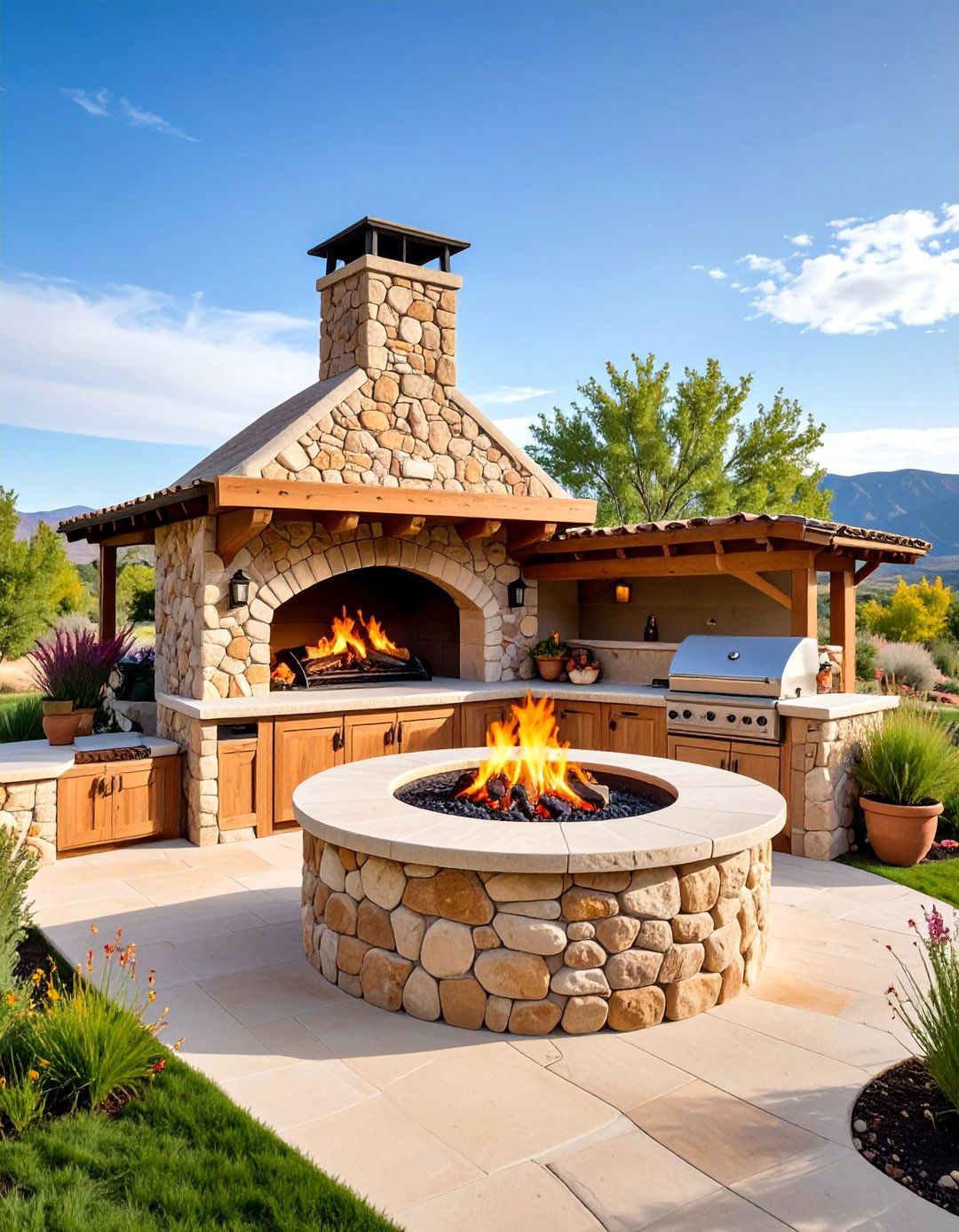 Stone Fire Pit with Built in Pizza Oven - 25 Rustic Fire Pit Ideas