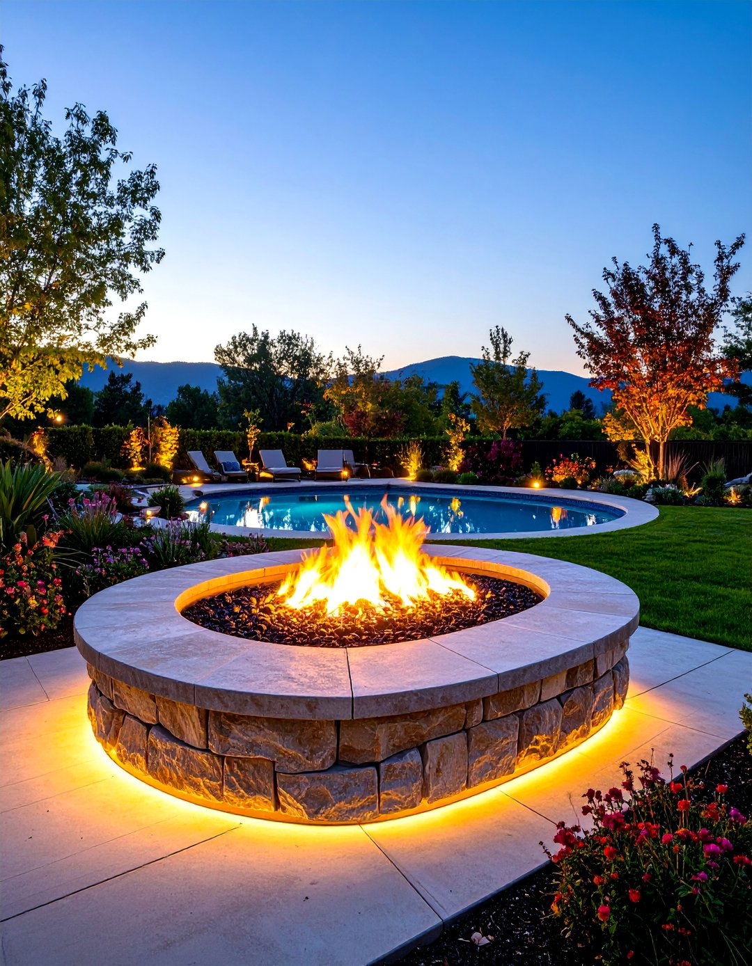 Stone Fire Pit with Integrated Lighting and Ambiance Features - 25 Stone Fire Pit Ideas