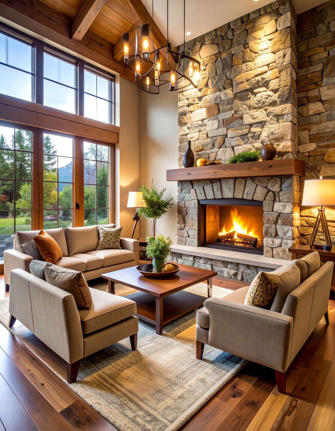 Stone Fireplace Tuscan Living Room with Natural Materials - 25 Tuscan Living Room Ideas