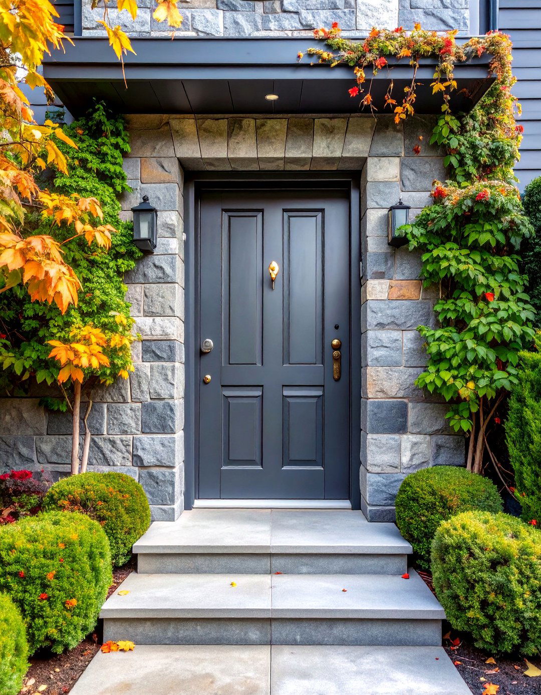 Stone Grey Door with Natural Texture Finish - 25 Grey Front Door Ideas
