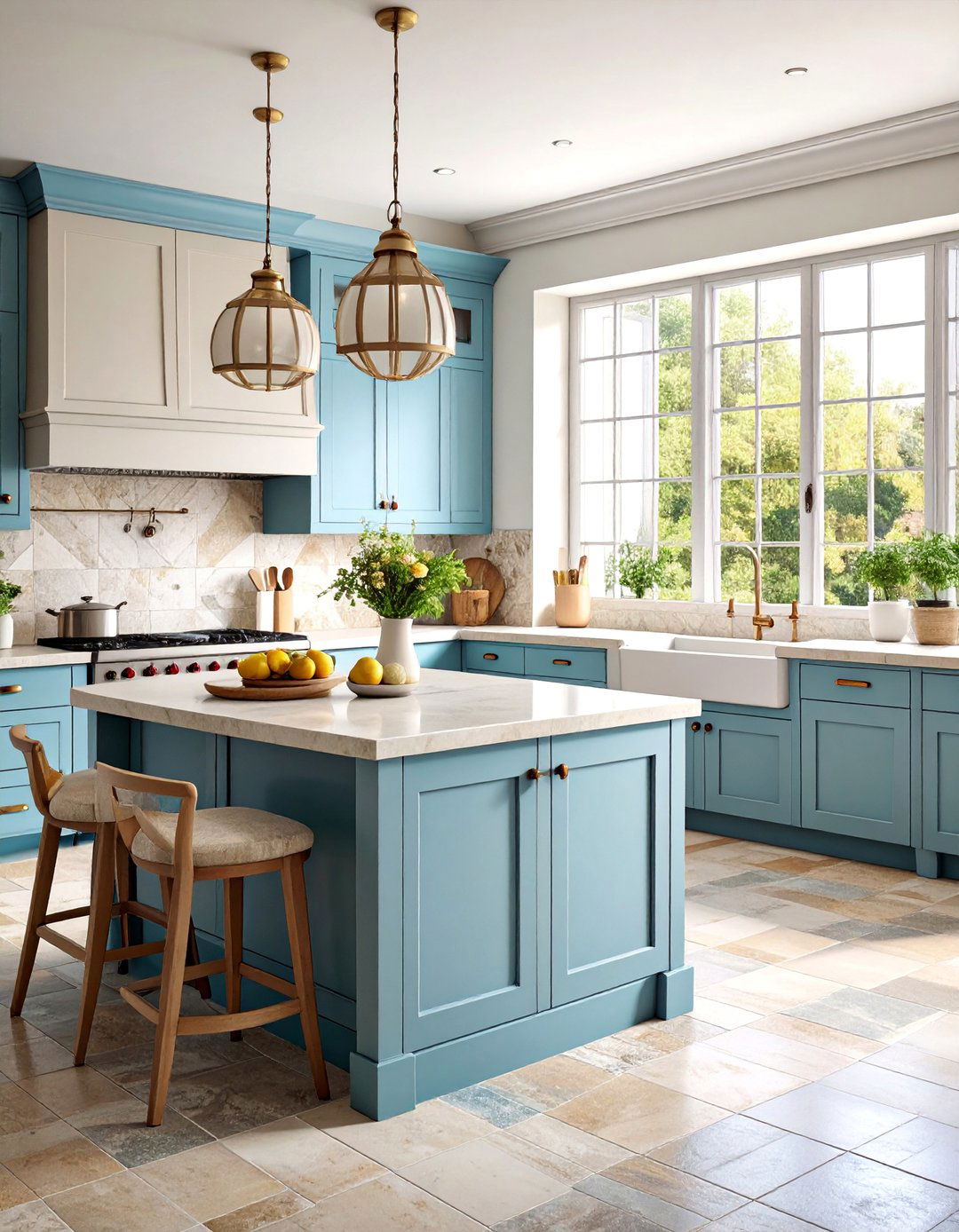 Stone Look Porcelain Kitchen Tiles - 25 Kitchen Floor Tile Ideas