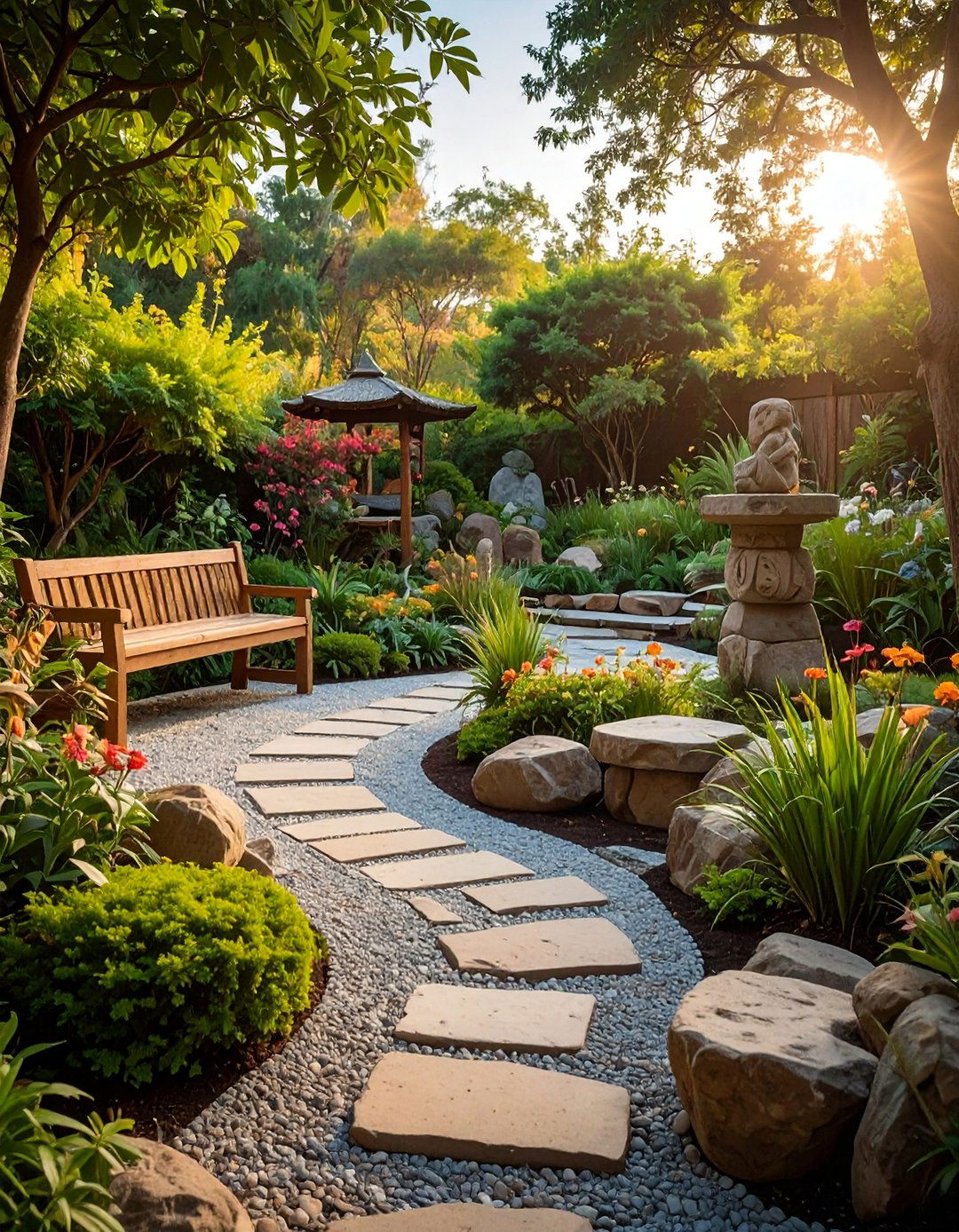 Stone Sculpture Garden with Native Plants - 25 Garden Art Ideas